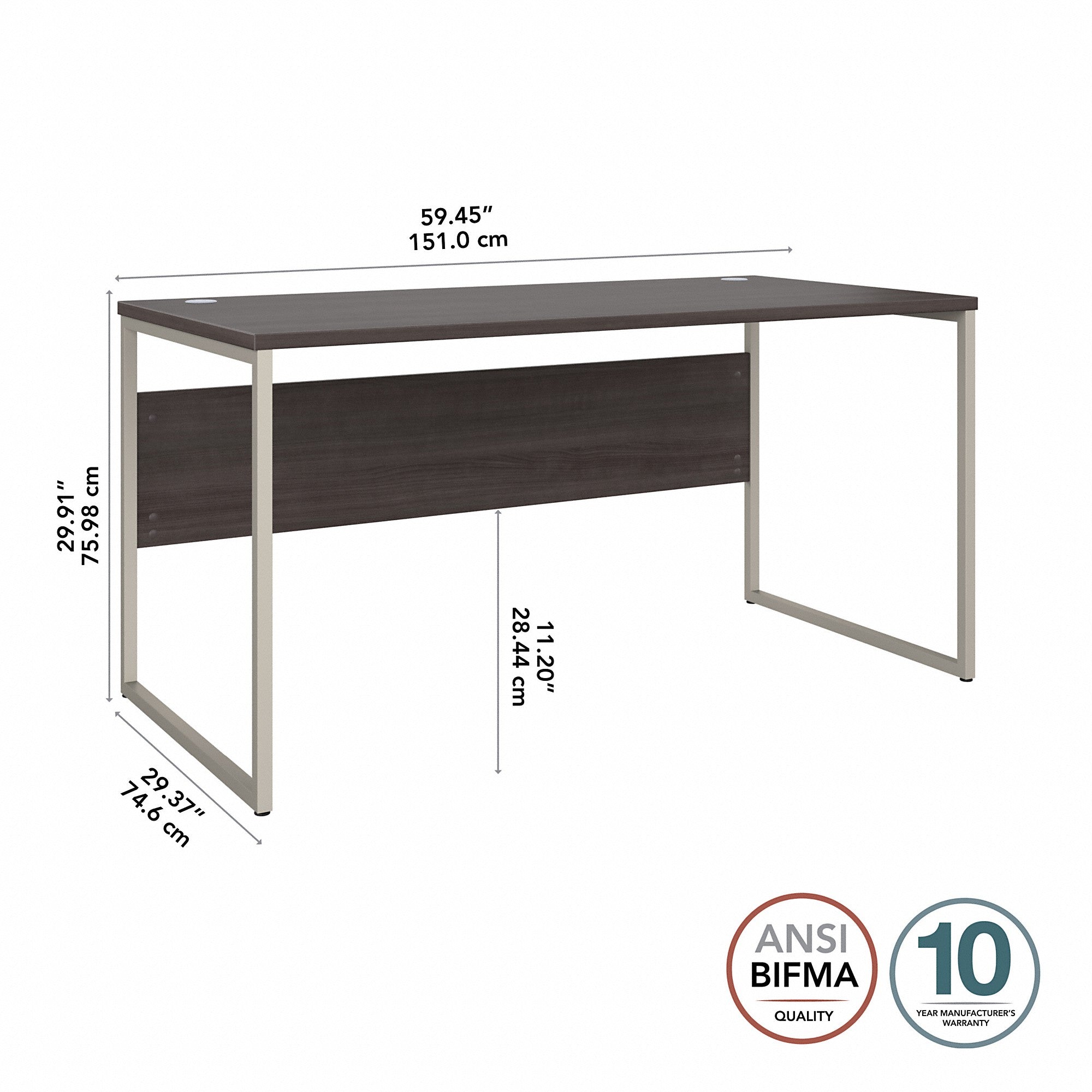 Bush Business Furniture Hybrid 60W x 30D Computer Table Desk with Metal Legs