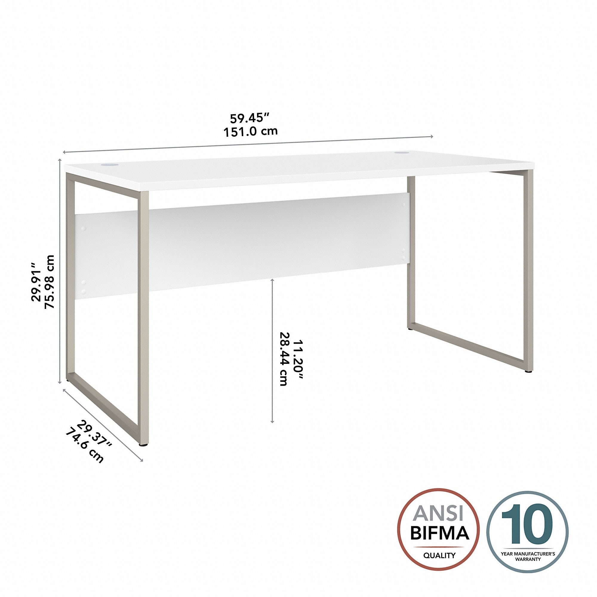 Bush Business Furniture Hybrid 60W x 30D Computer Table Desk with Metal Legs