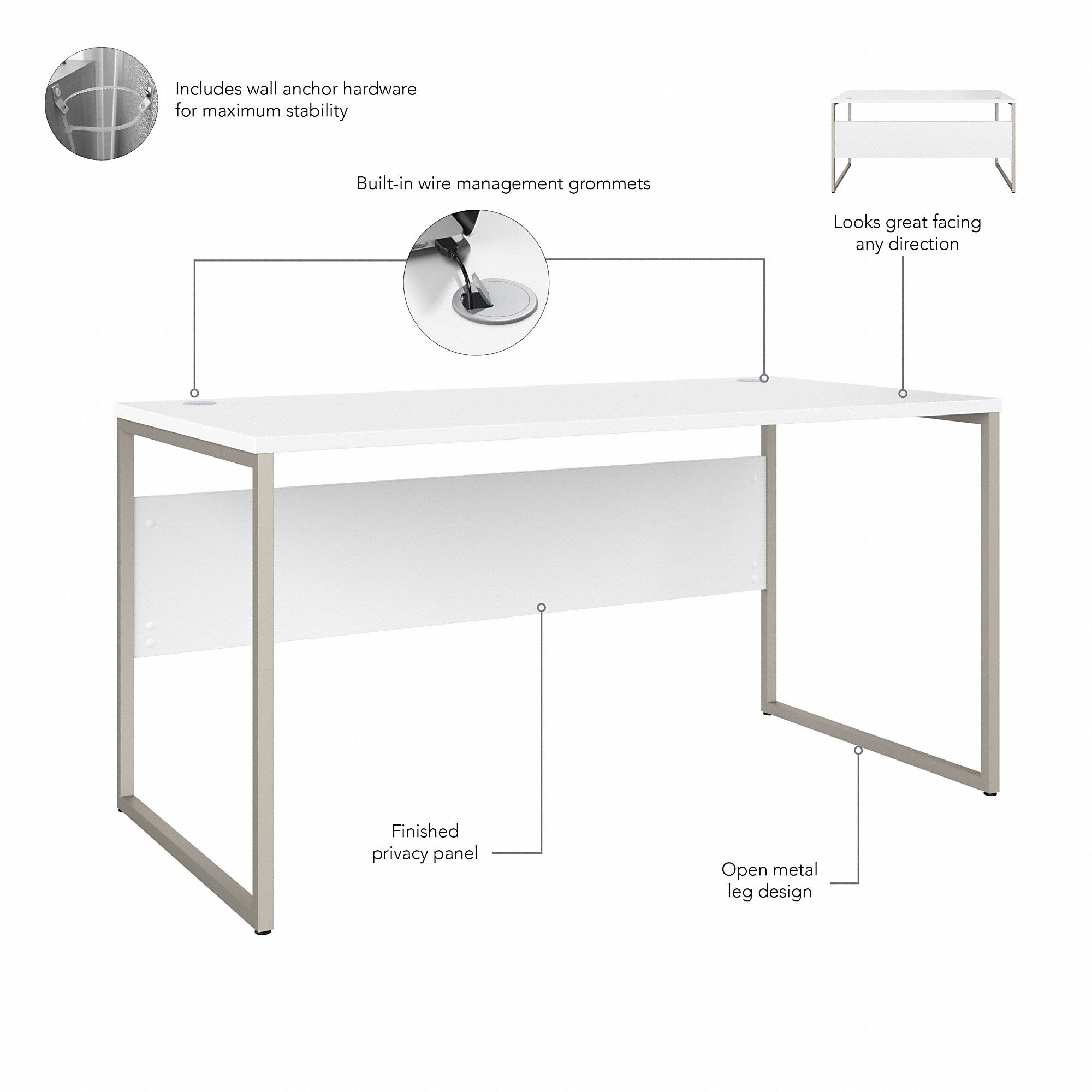 Bush Business Furniture Hybrid 60W x 30D Computer Table Desk with Metal Legs