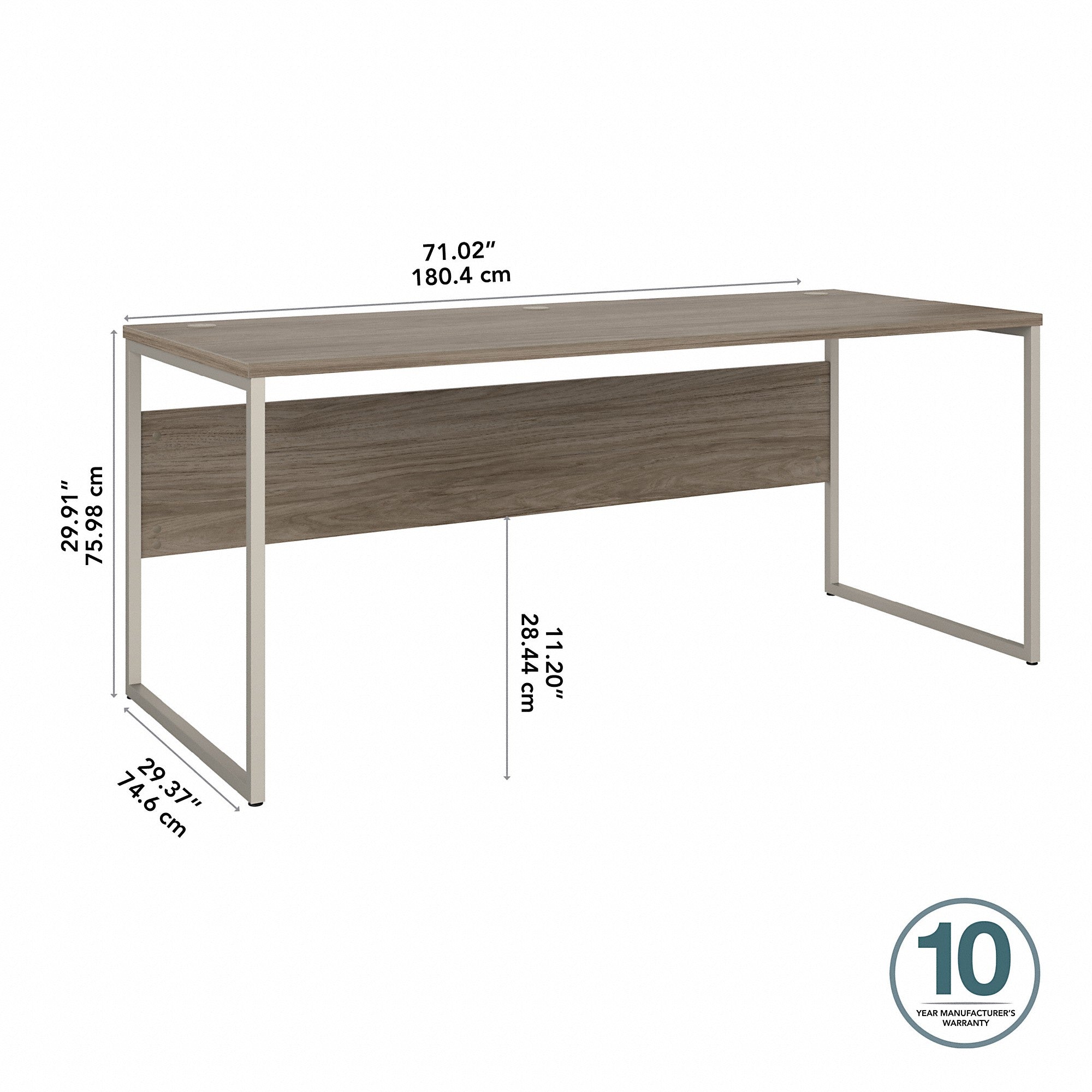 Bush Business Furniture Hybrid 72W x 30D Computer Table Desk with Metal Legs