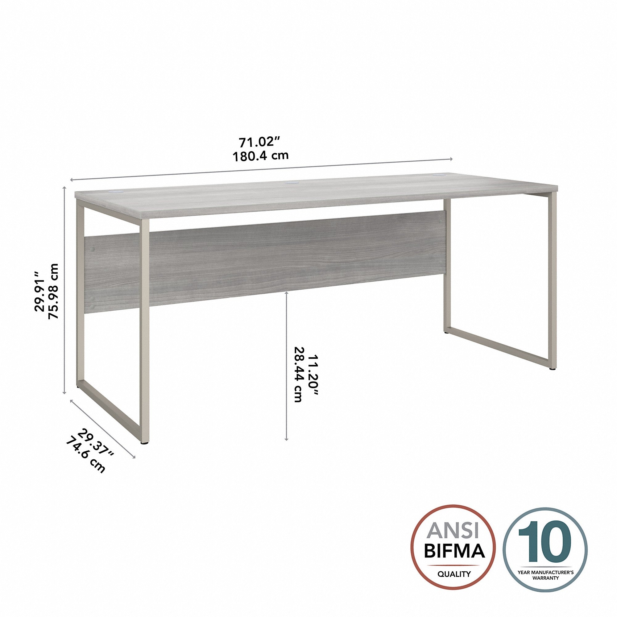 Bush Business Furniture Hybrid 72W x 30D Computer Table Desk with Metal Legs