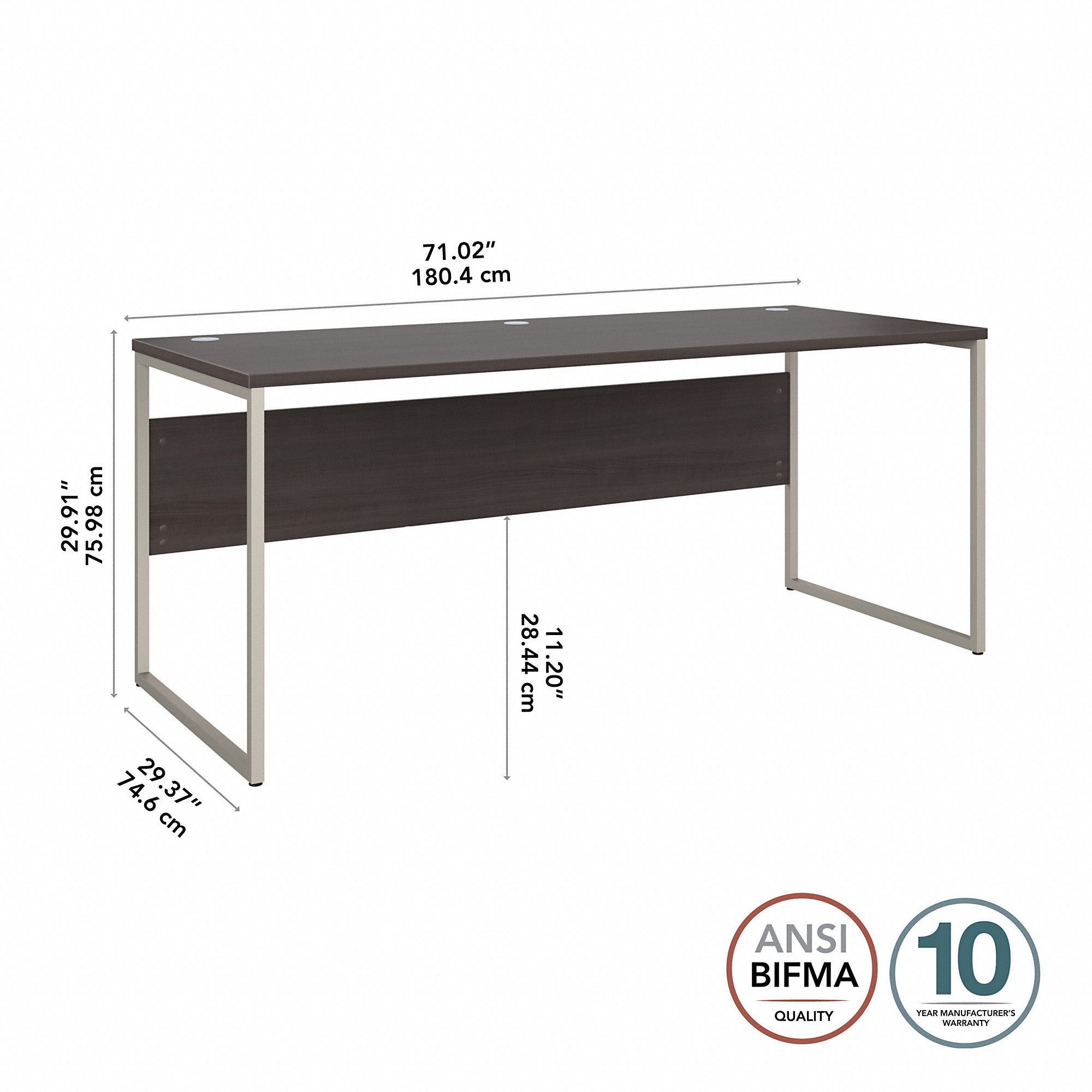 Bush Business Furniture Hybrid 72W x 30D Computer Table Desk with Metal Legs