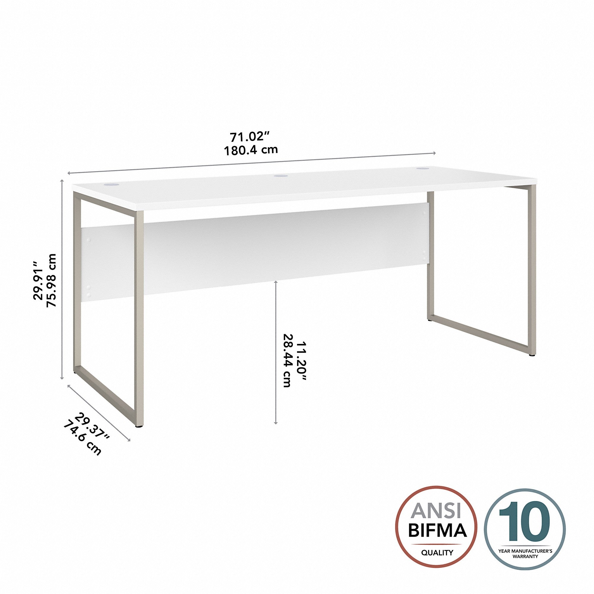 Bush Business Furniture Hybrid 72W x 30D Computer Table Desk with Metal Legs