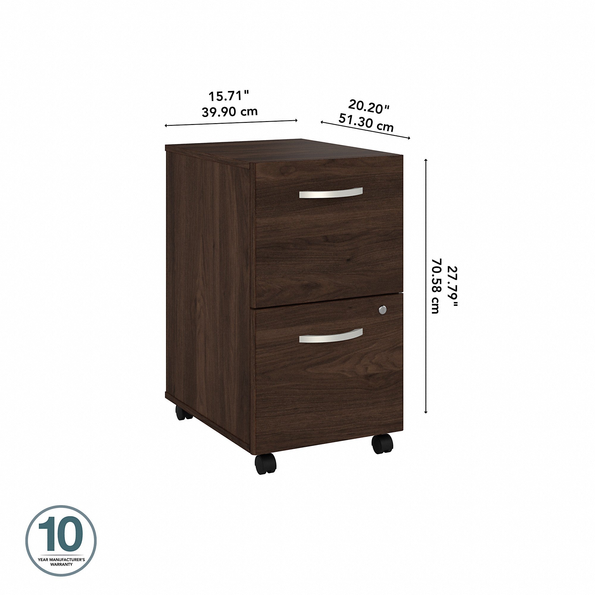 Bush Business Furniture Hybrid 2 Drawer Mobile File Cabinet - Assembled