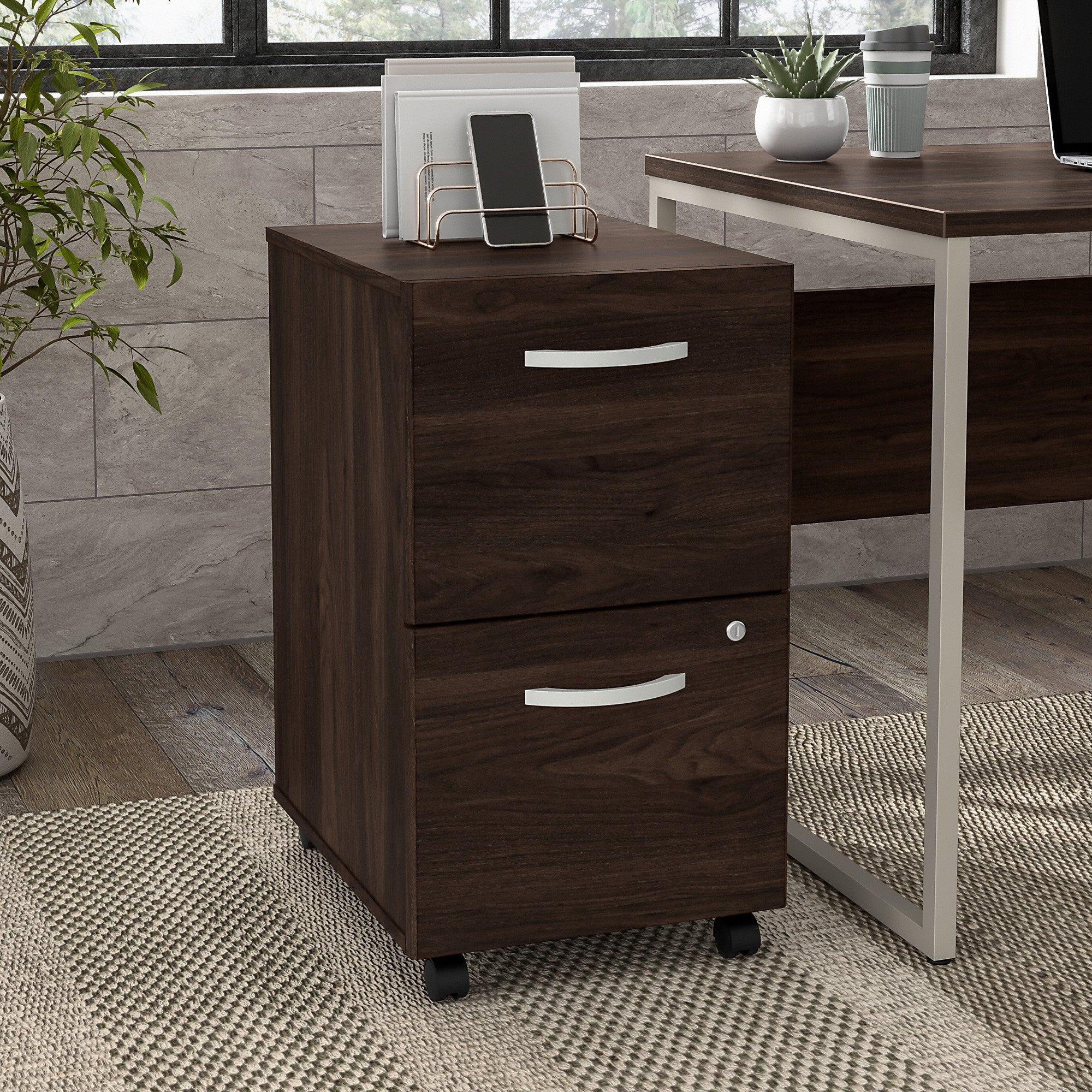 Bush Business Furniture Hybrid 2 Drawer Mobile File Cabinet - Assembled