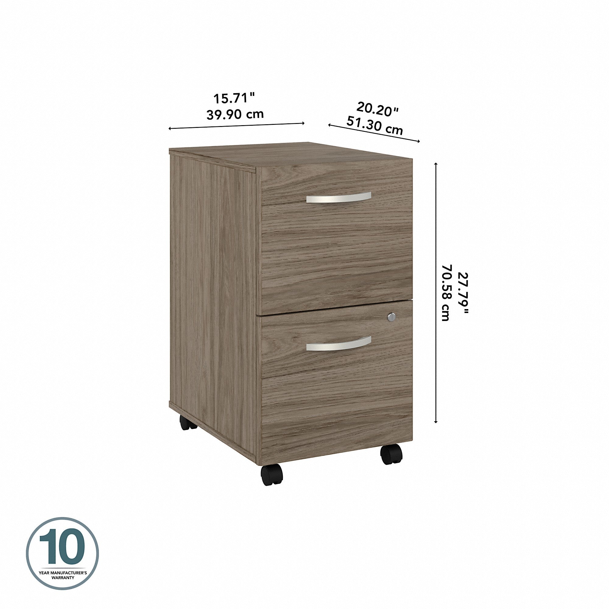 Bush Business Furniture Hybrid 2 Drawer Mobile File Cabinet - Assembled