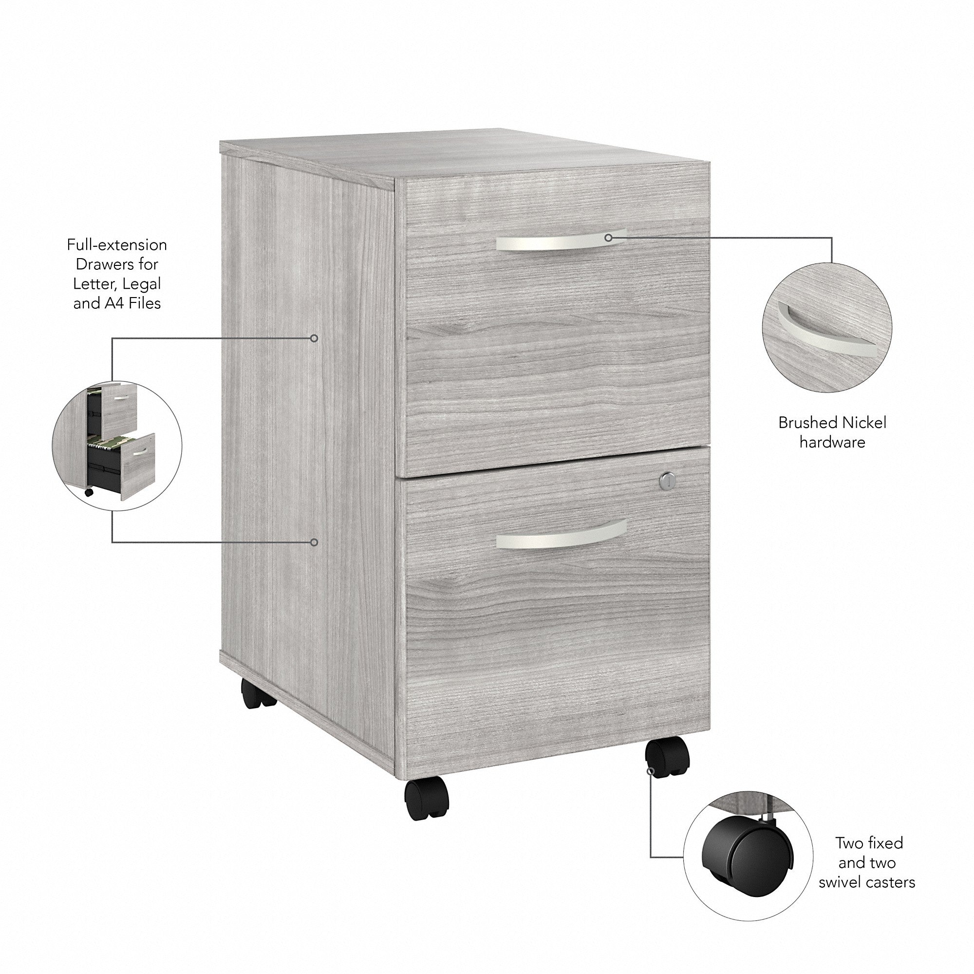 Bush Business Furniture Hybrid 2 Drawer Mobile File Cabinet - Assembled