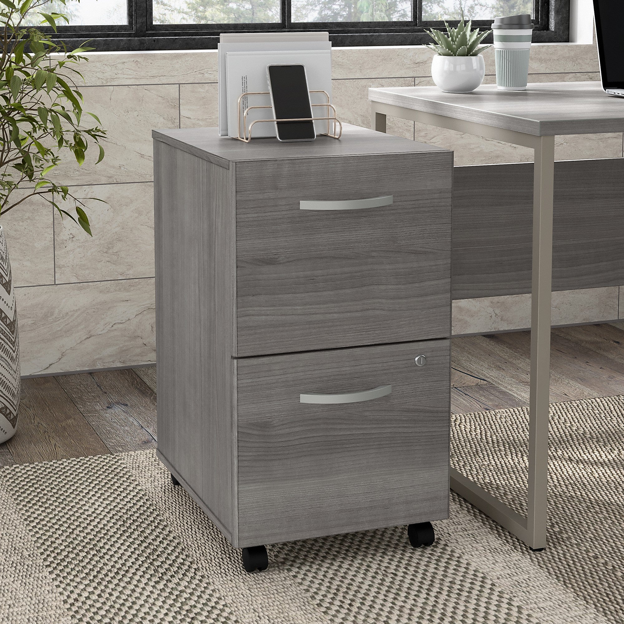 Bush Business Furniture Hybrid 2 Drawer Mobile File Cabinet - Assembled