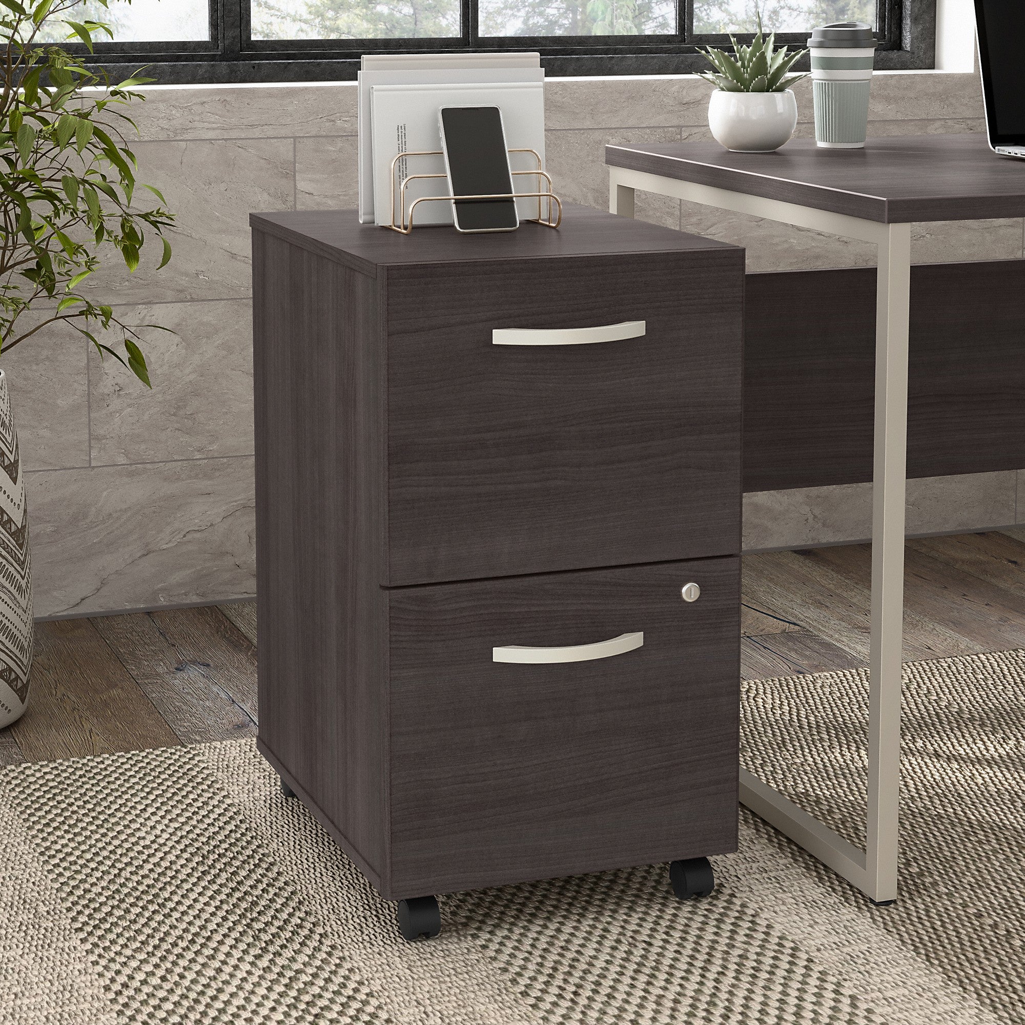 Bush Business Furniture Hybrid 2 Drawer Mobile File Cabinet - Assembled