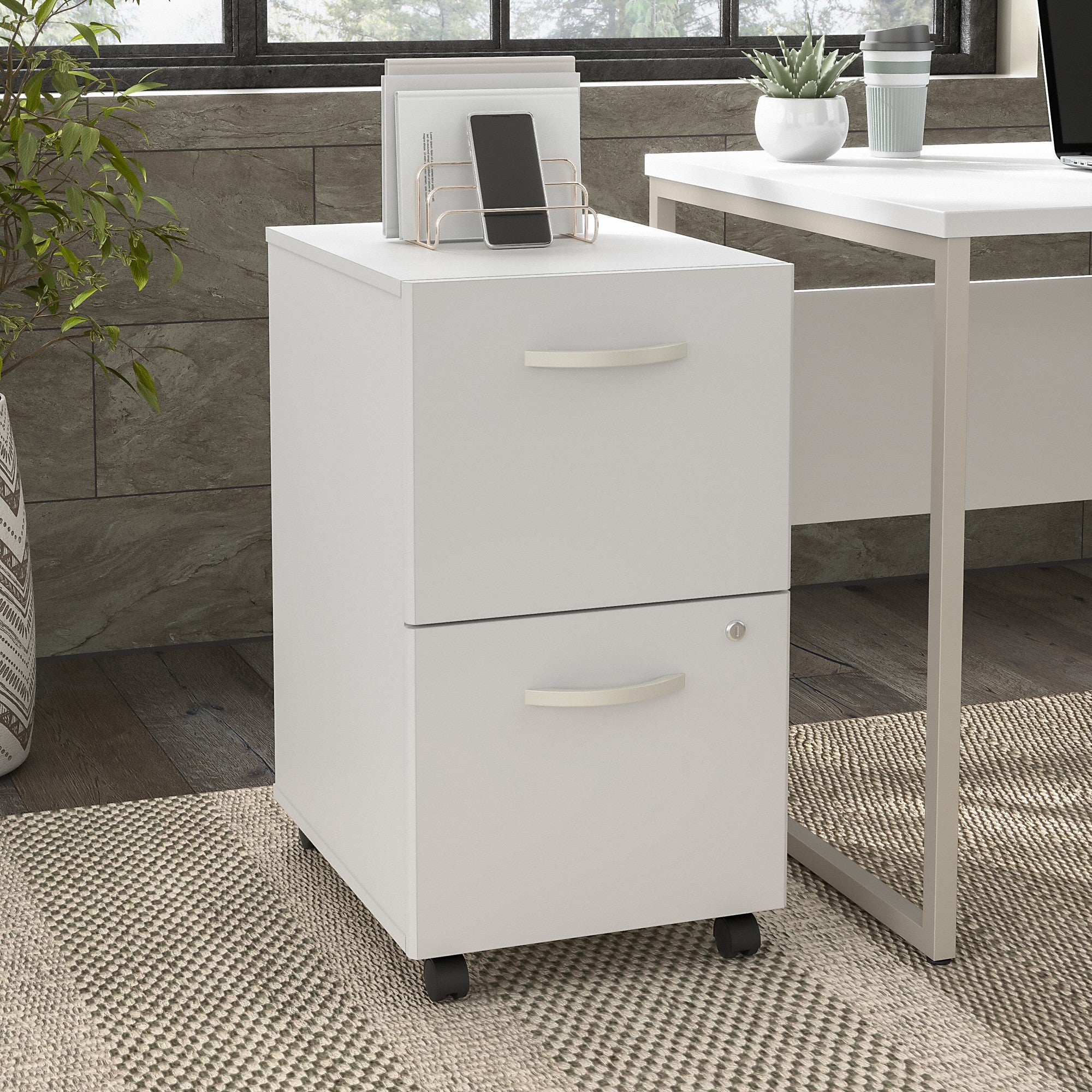 Bush Business Furniture Hybrid 2 Drawer Mobile File Cabinet - Assembled