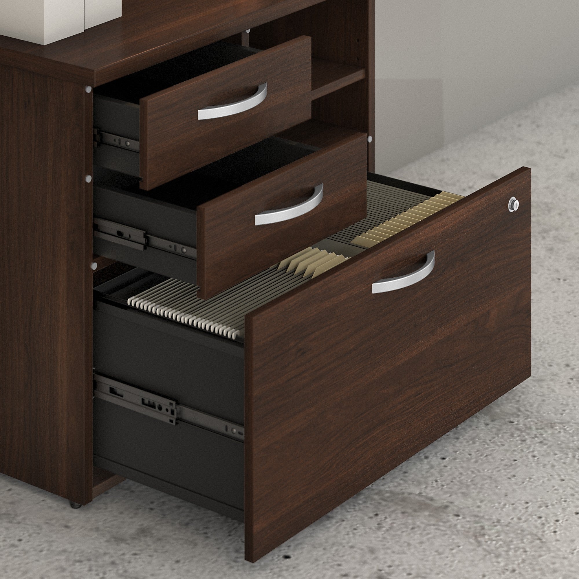 Bush Business Furniture Hybrid Office Storage Cabinet with Drawers and Shelves