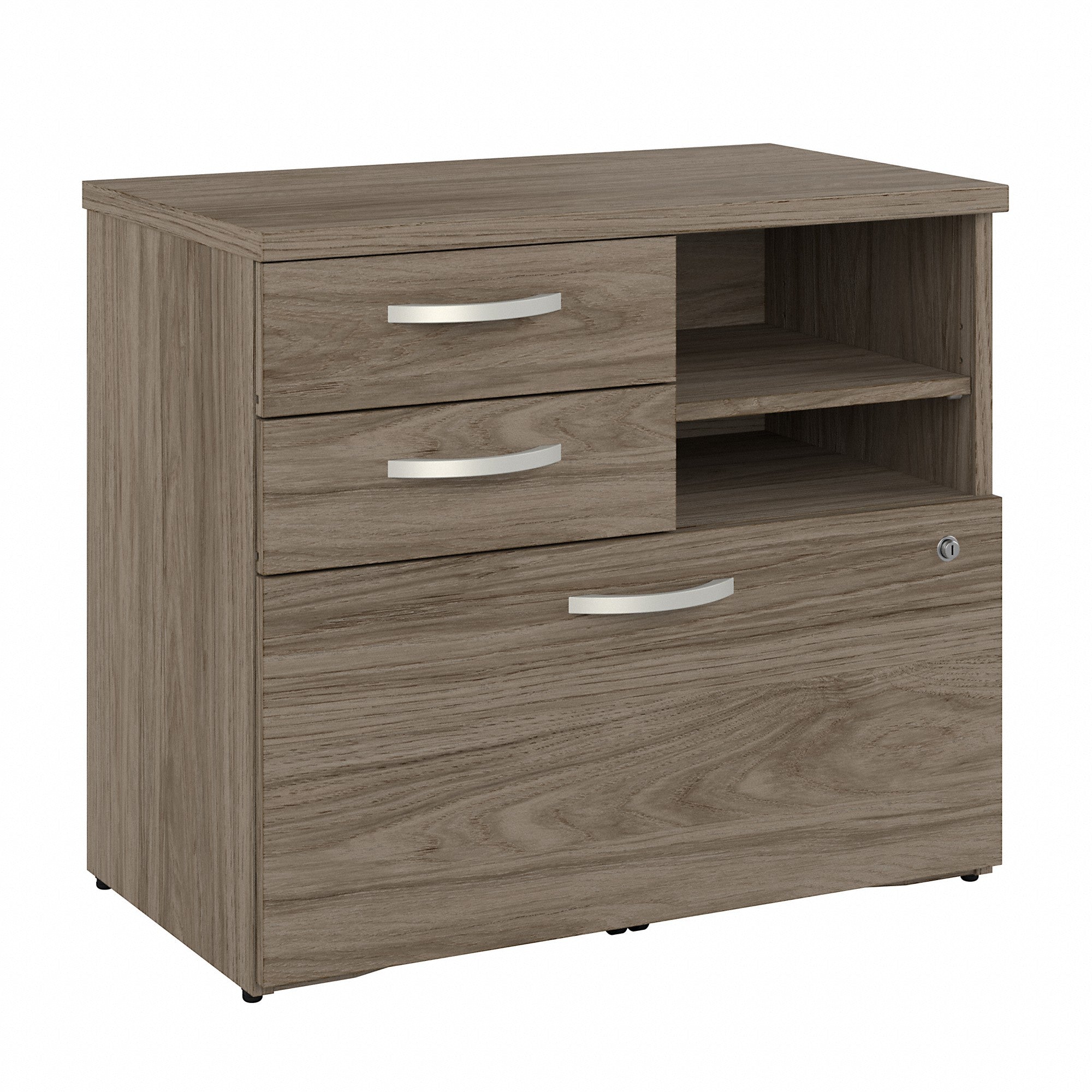 Bush Business Furniture Hybrid Office Storage Cabinet with Drawers and Shelves