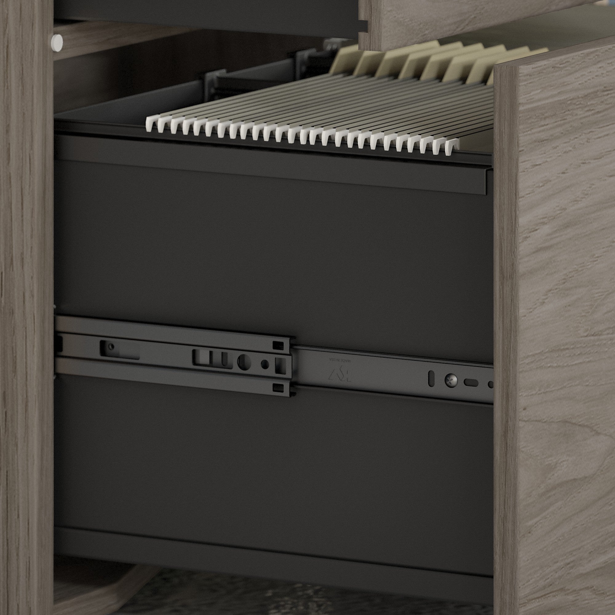 Bush Business Furniture Hybrid Office Storage Cabinet with Drawers and Shelves