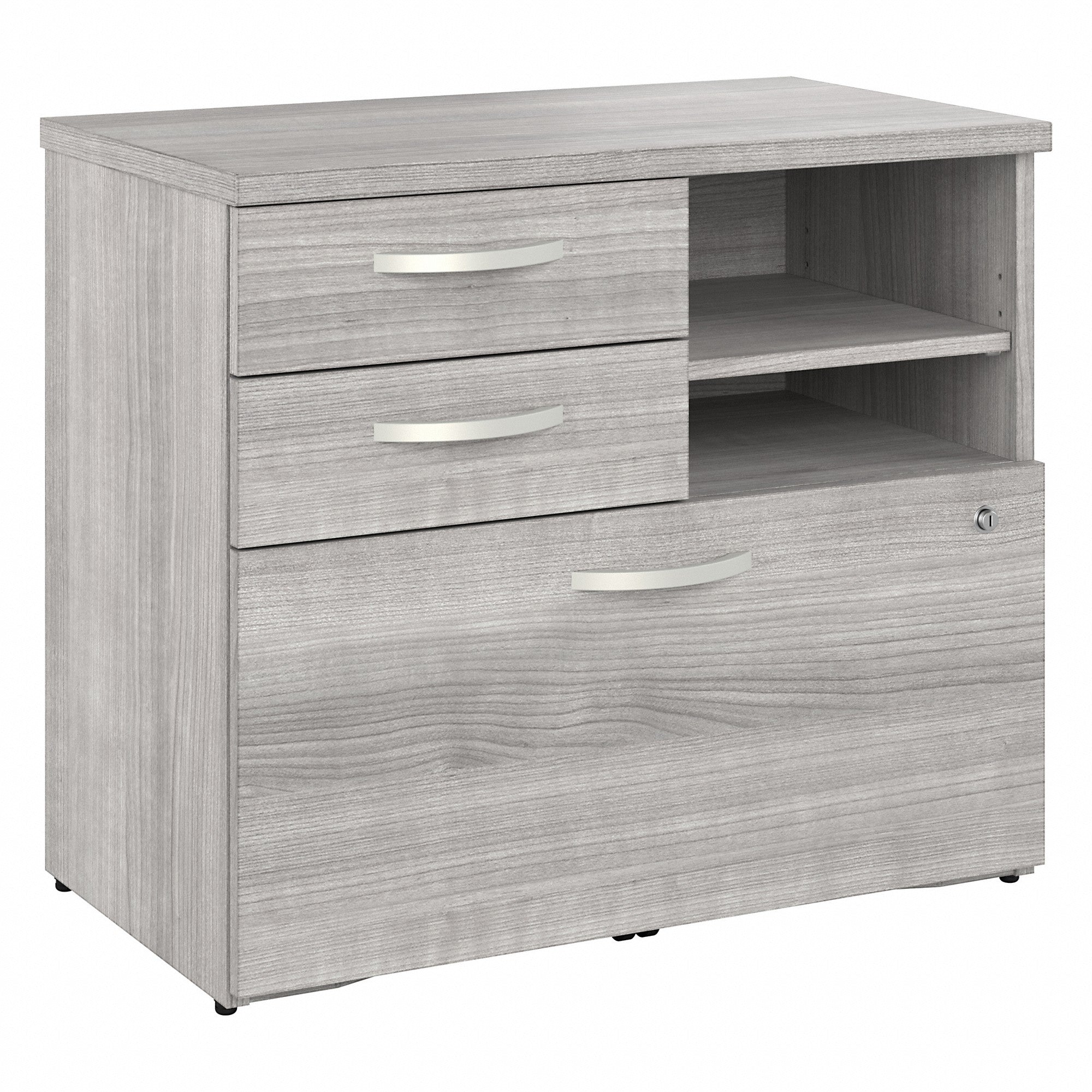 Bush Business Furniture Hybrid Office Storage Cabinet with Drawers and Shelves