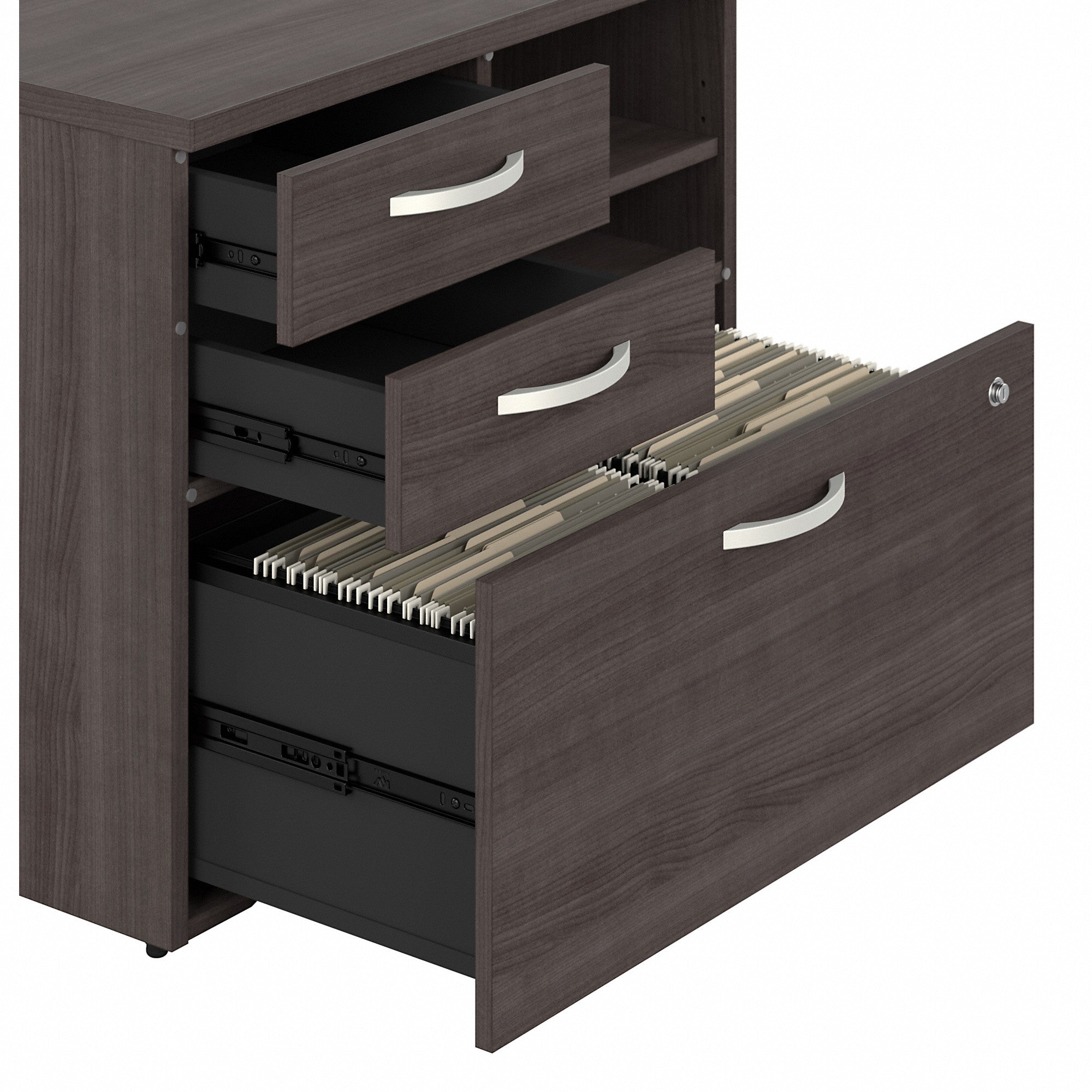 Bush Business Furniture Hybrid Office Storage Cabinet with Drawers and Shelves