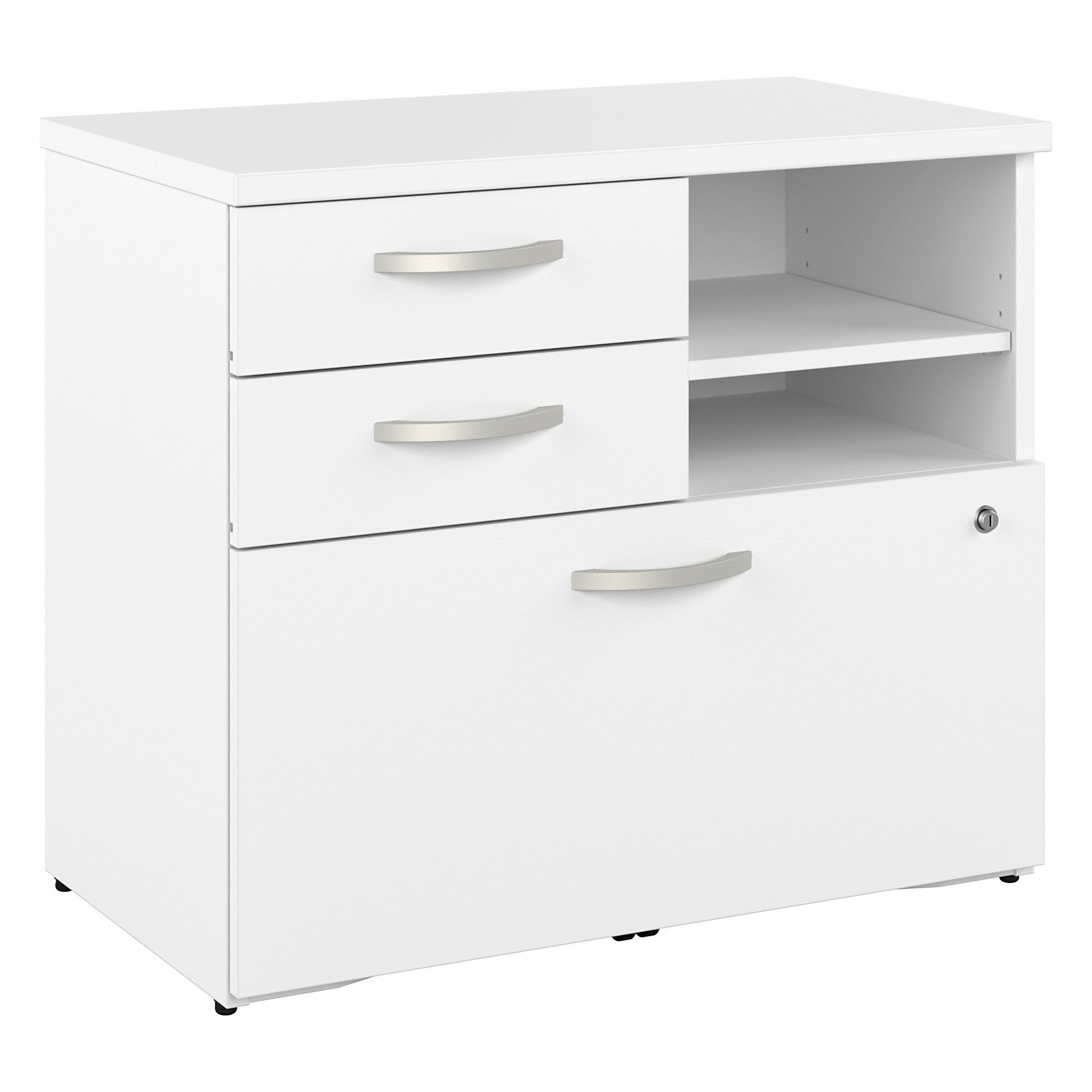 Bush Business Furniture Hybrid Office Storage Cabinet with Drawers and Shelves