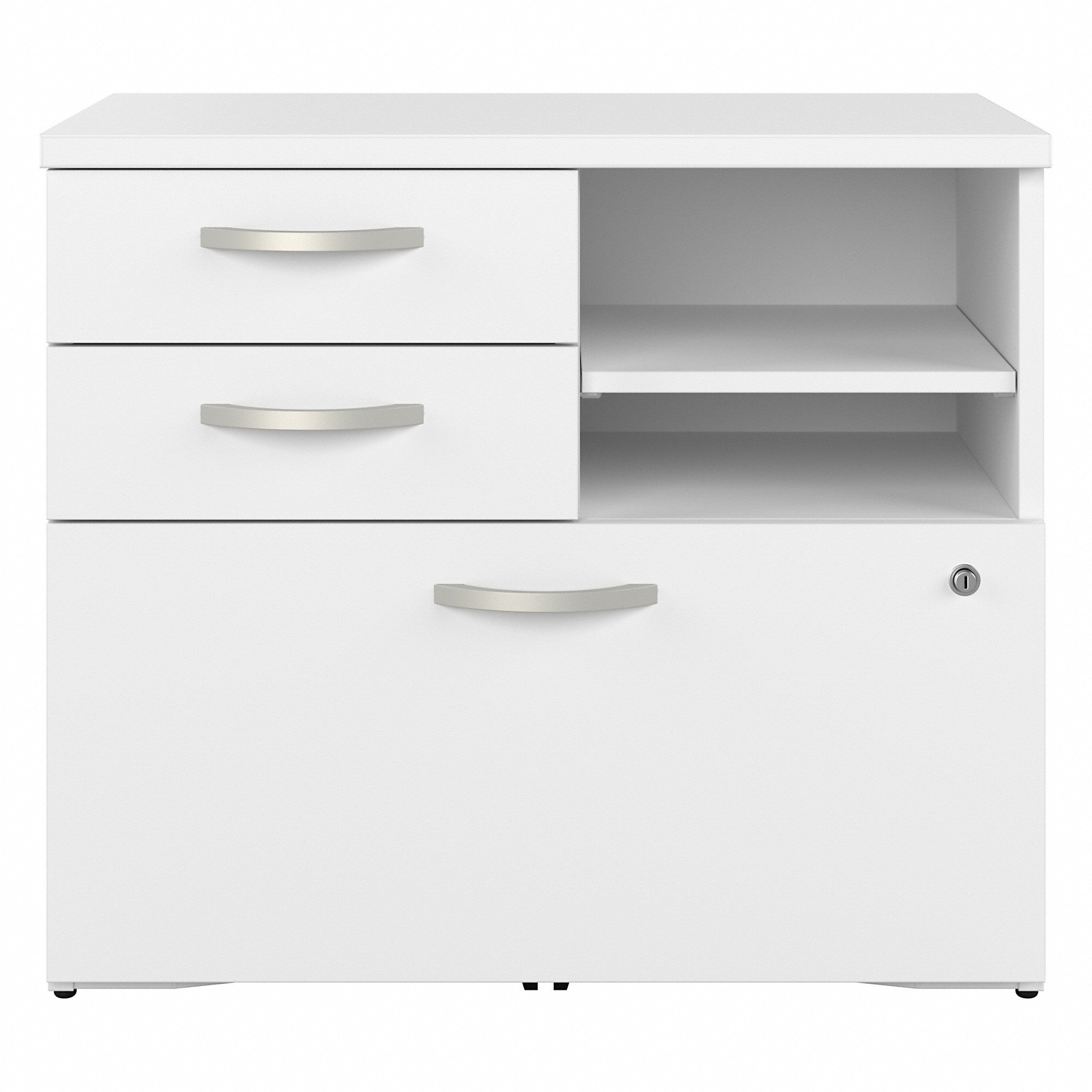 Bush Business Furniture Hybrid Office Storage Cabinet with Drawers and Shelves