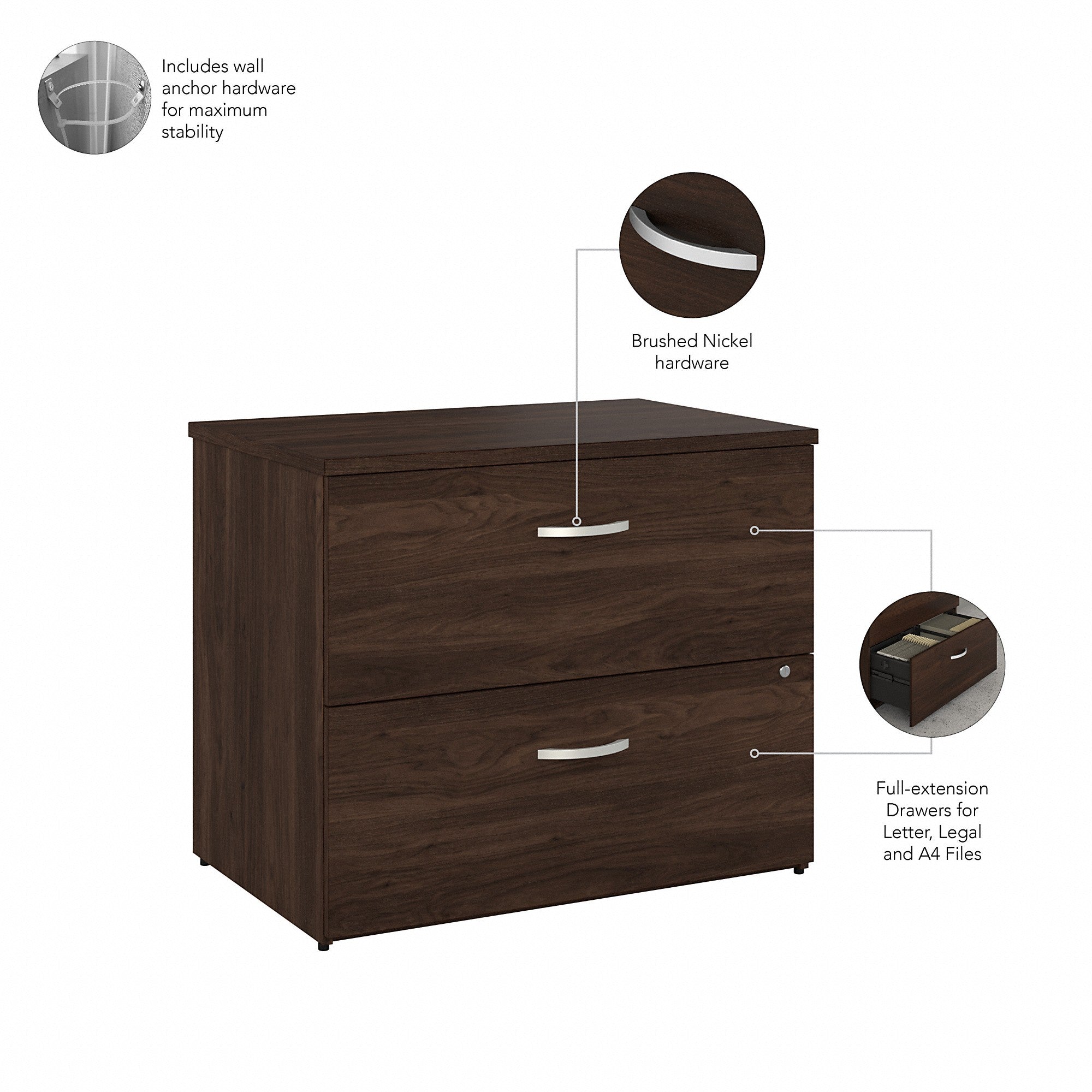 Bush Business Furniture Hybrid 2 Drawer Lateral File Cabinet - Assembled