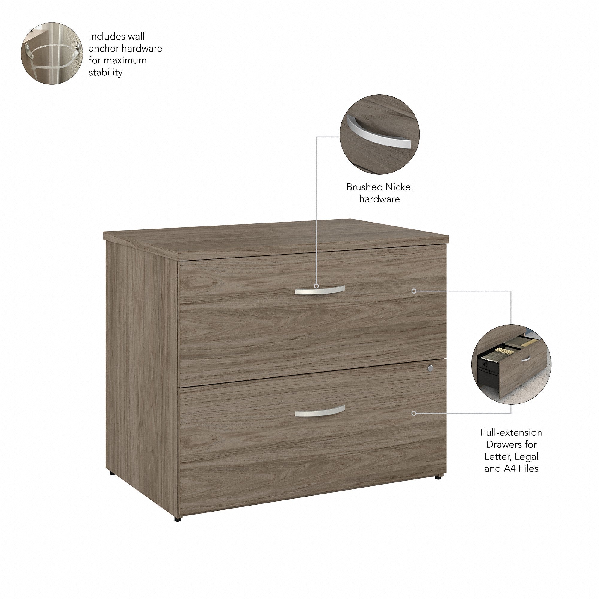 Bush Business Furniture Hybrid 2 Drawer Lateral File Cabinet - Assembled