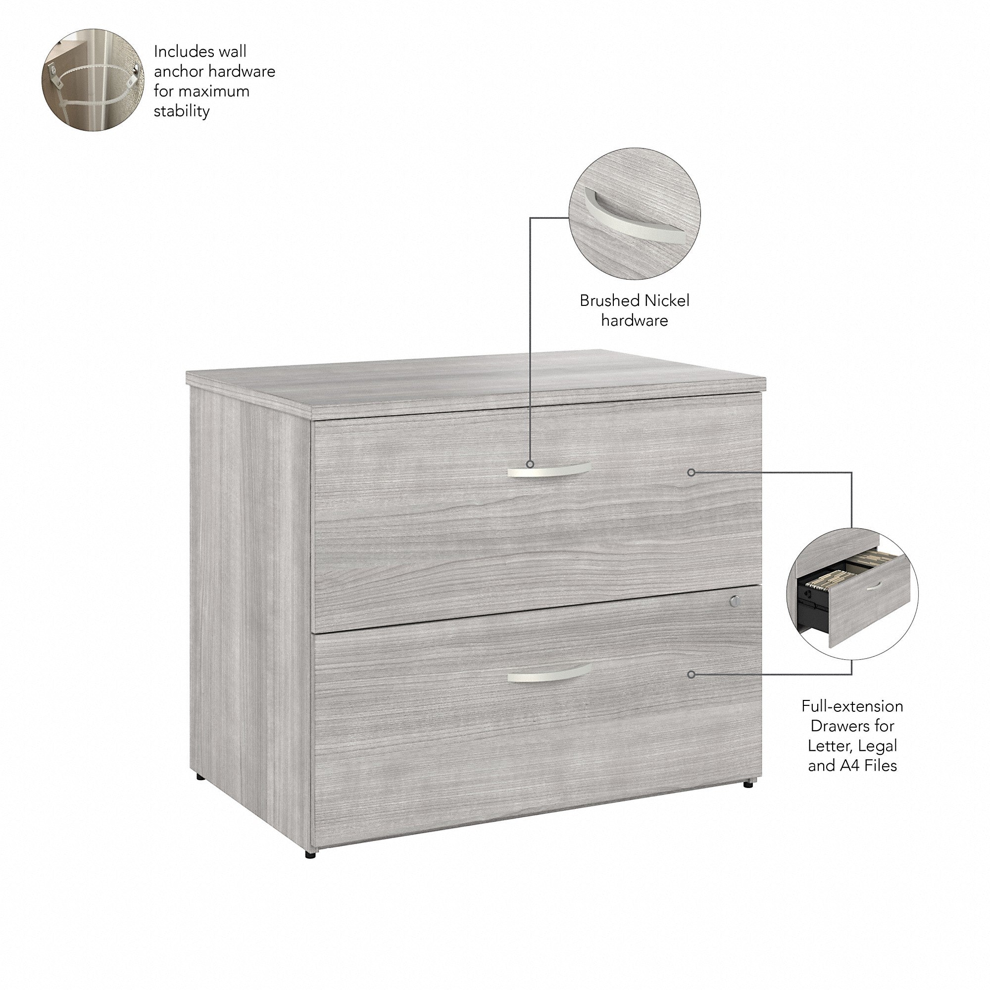 Bush Business Furniture Hybrid 2 Drawer Lateral File Cabinet - Assembled