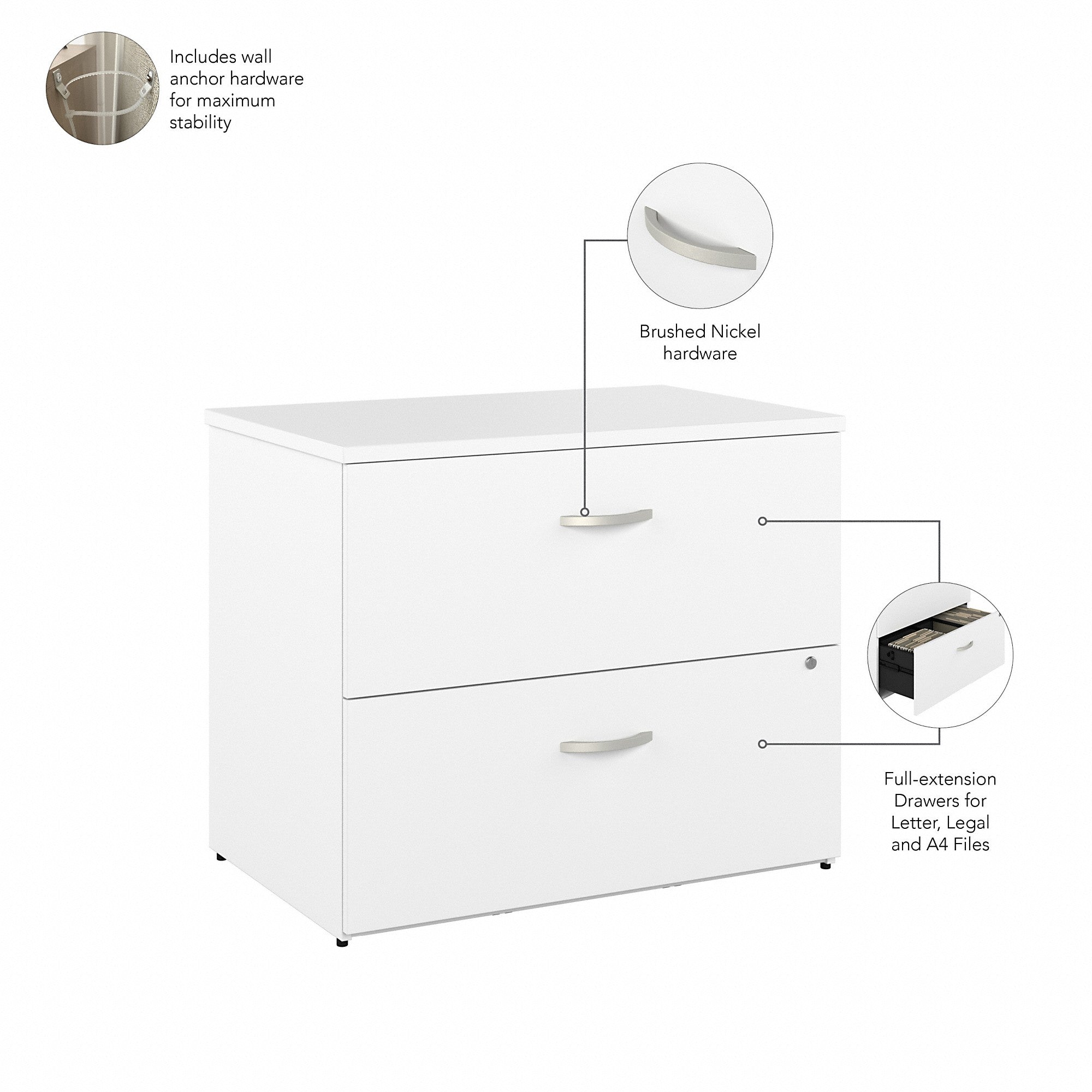 Bush Business Furniture Hybrid 2 Drawer Lateral File Cabinet - Assembled