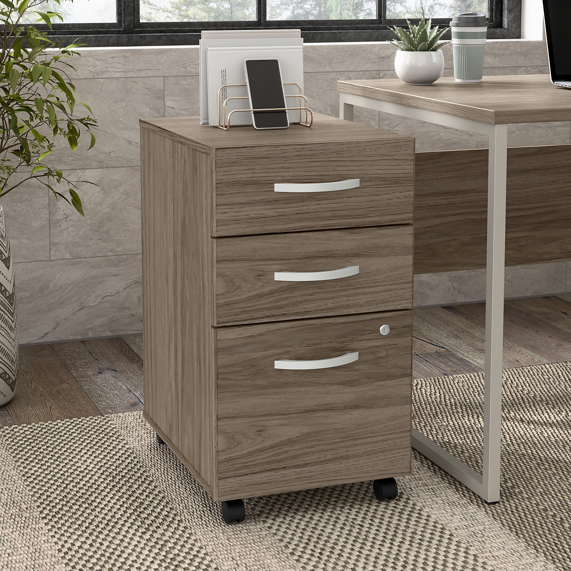 Bush Business Furniture Hybrid 3 Drawer Mobile File Cabinet - Assembled