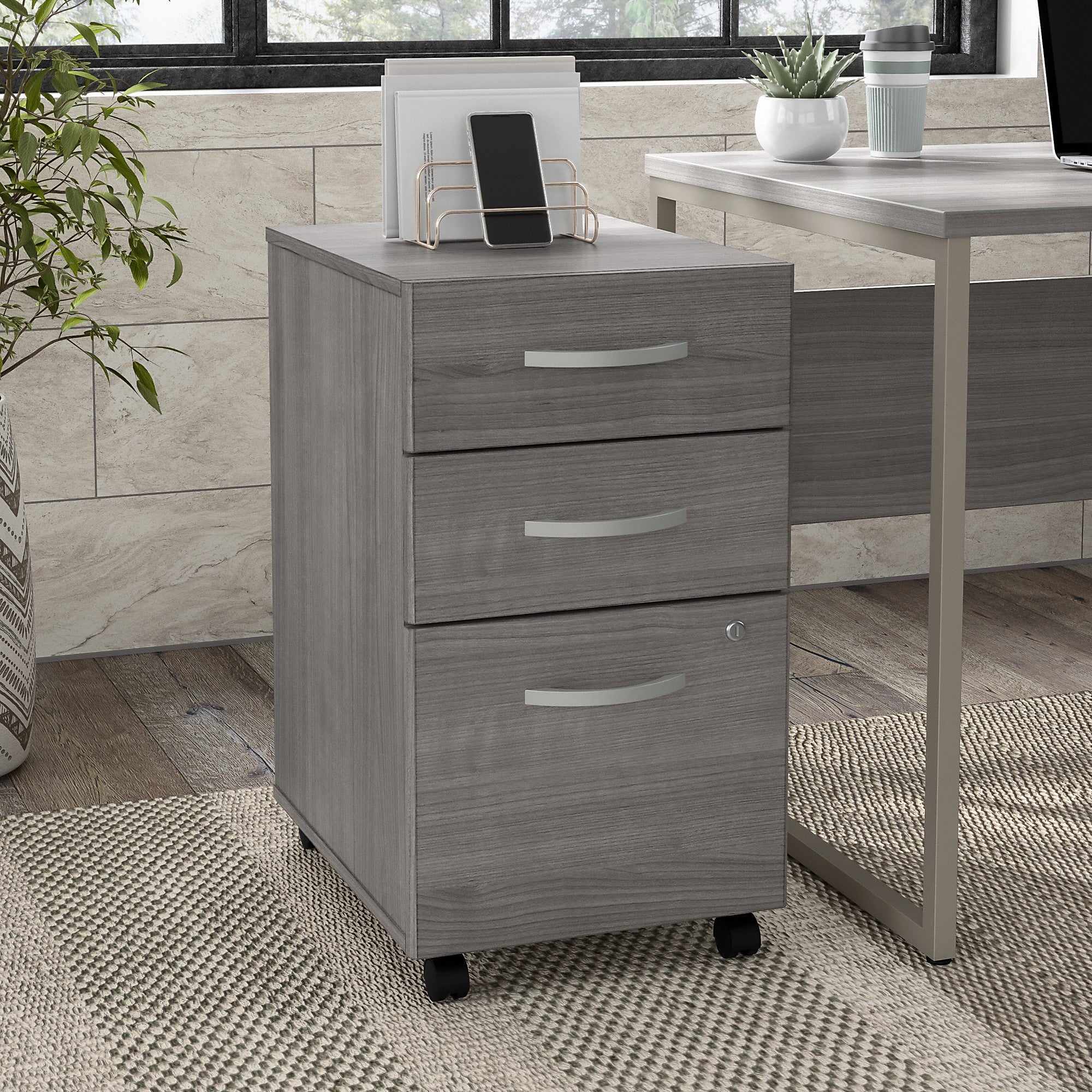 Bush Business Furniture Hybrid 3 Drawer Mobile File Cabinet - Assembled