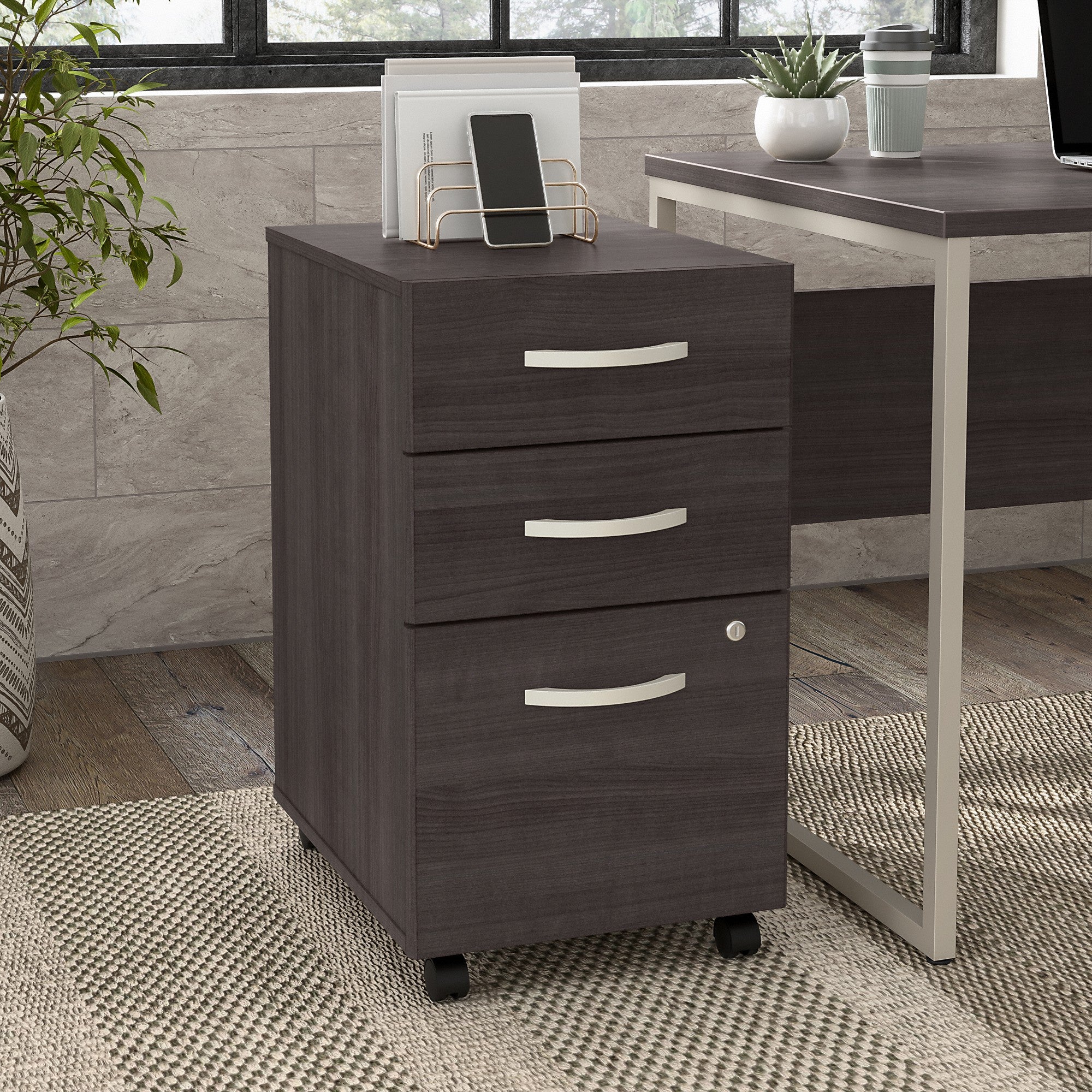 Bush Business Furniture Hybrid 3 Drawer Mobile File Cabinet - Assembled