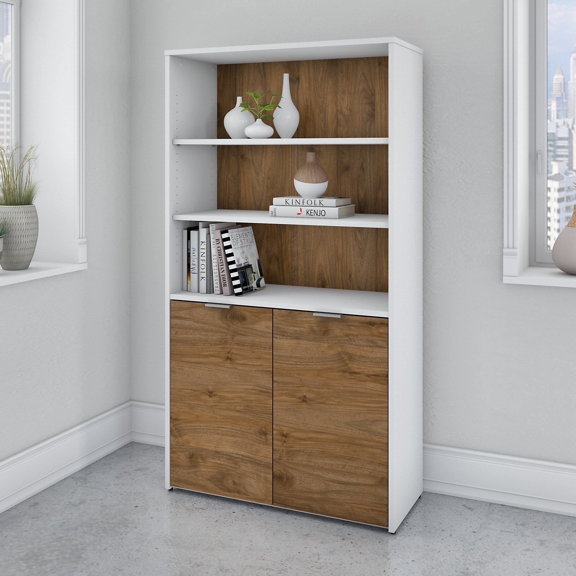 Bush Business Furniture Jamestown 5 Shelf Bookcase with Doors