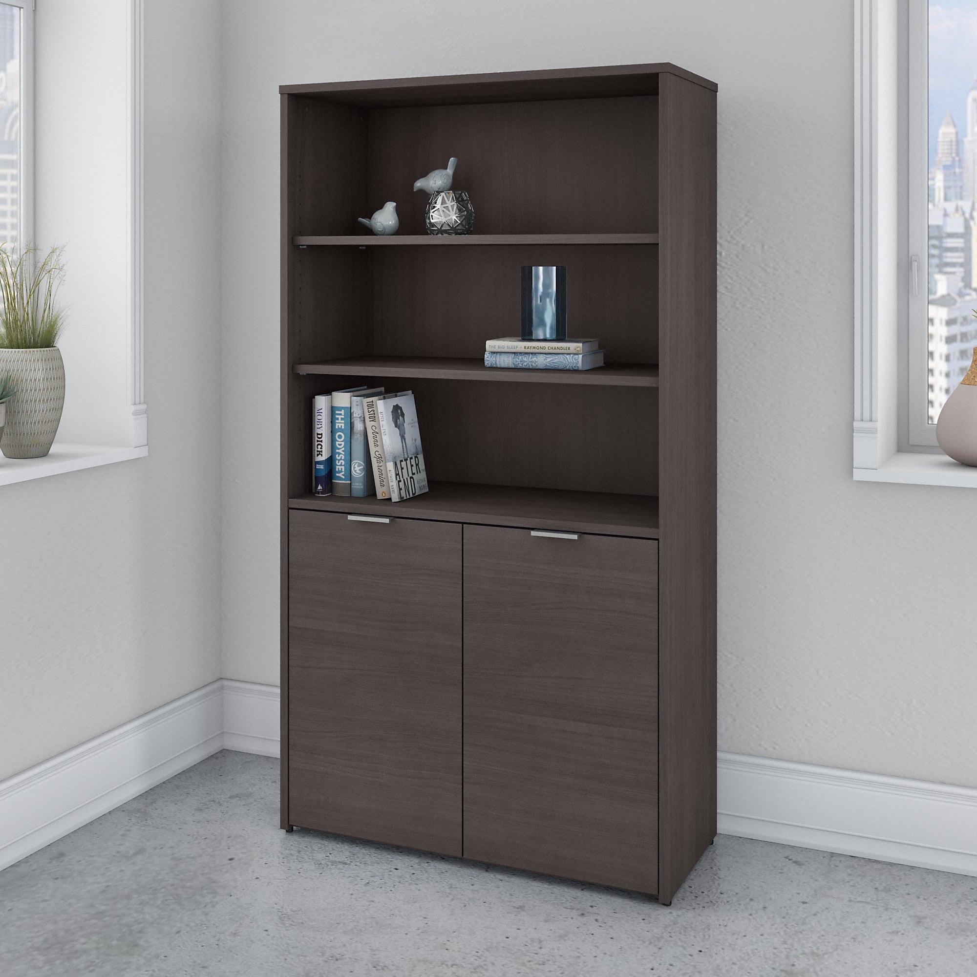 Bush Business Furniture Jamestown 5 Shelf Bookcase with Doors