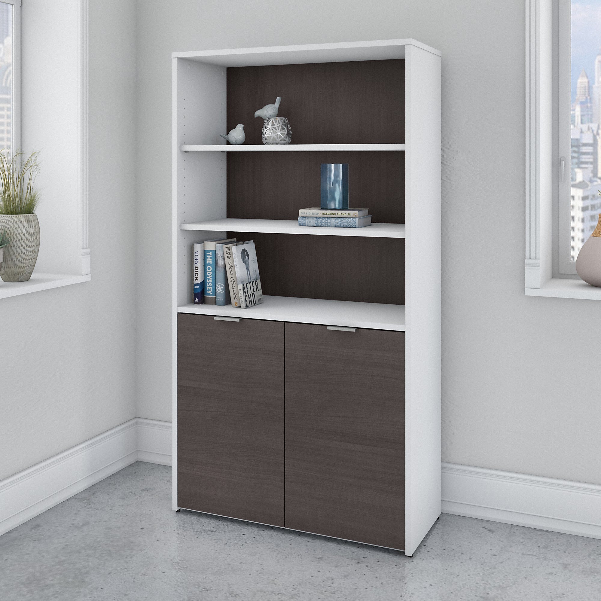 Bush Business Furniture Jamestown 5 Shelf Bookcase with Doors