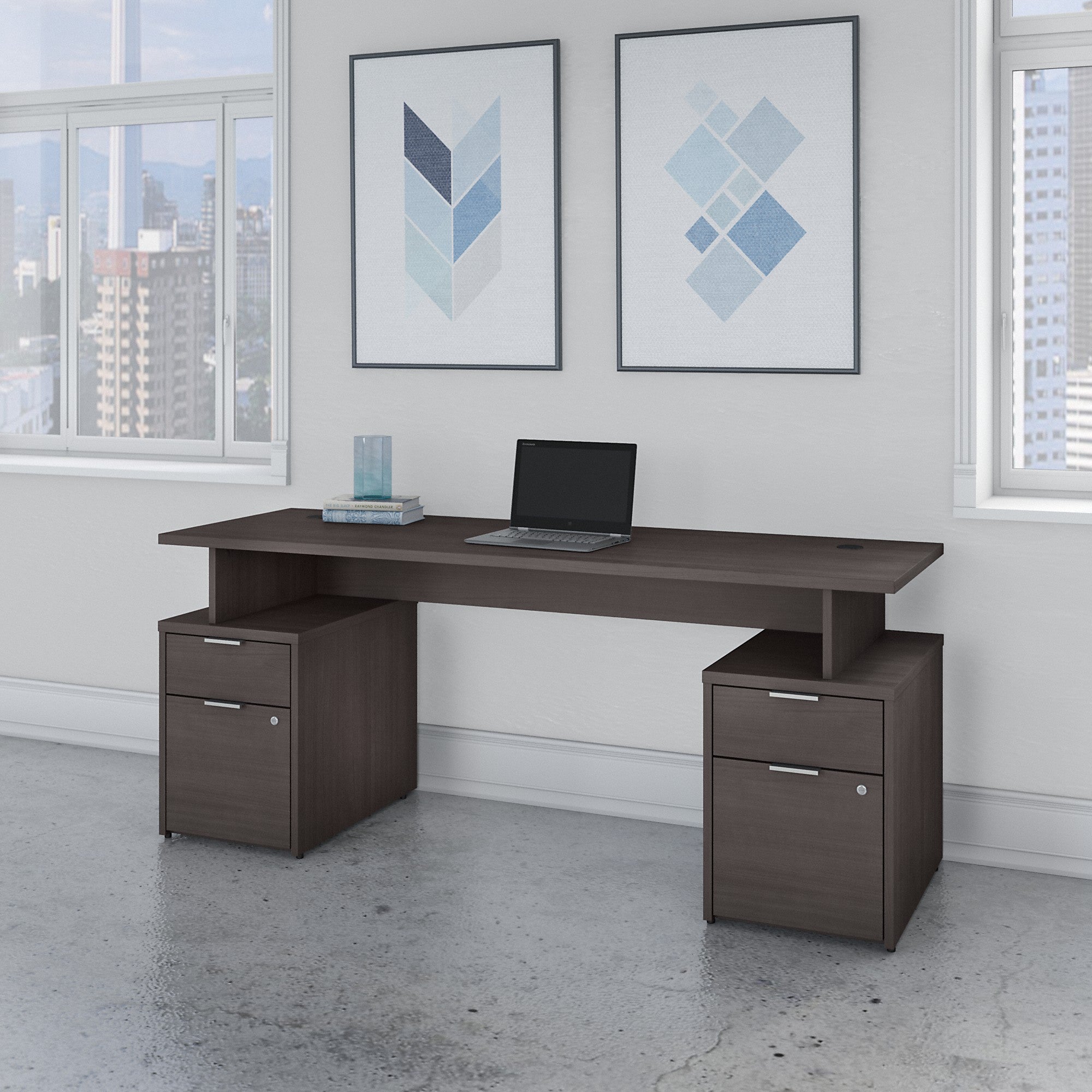 Bush Business Furniture Jamestown 72W Desk with 4 Drawers