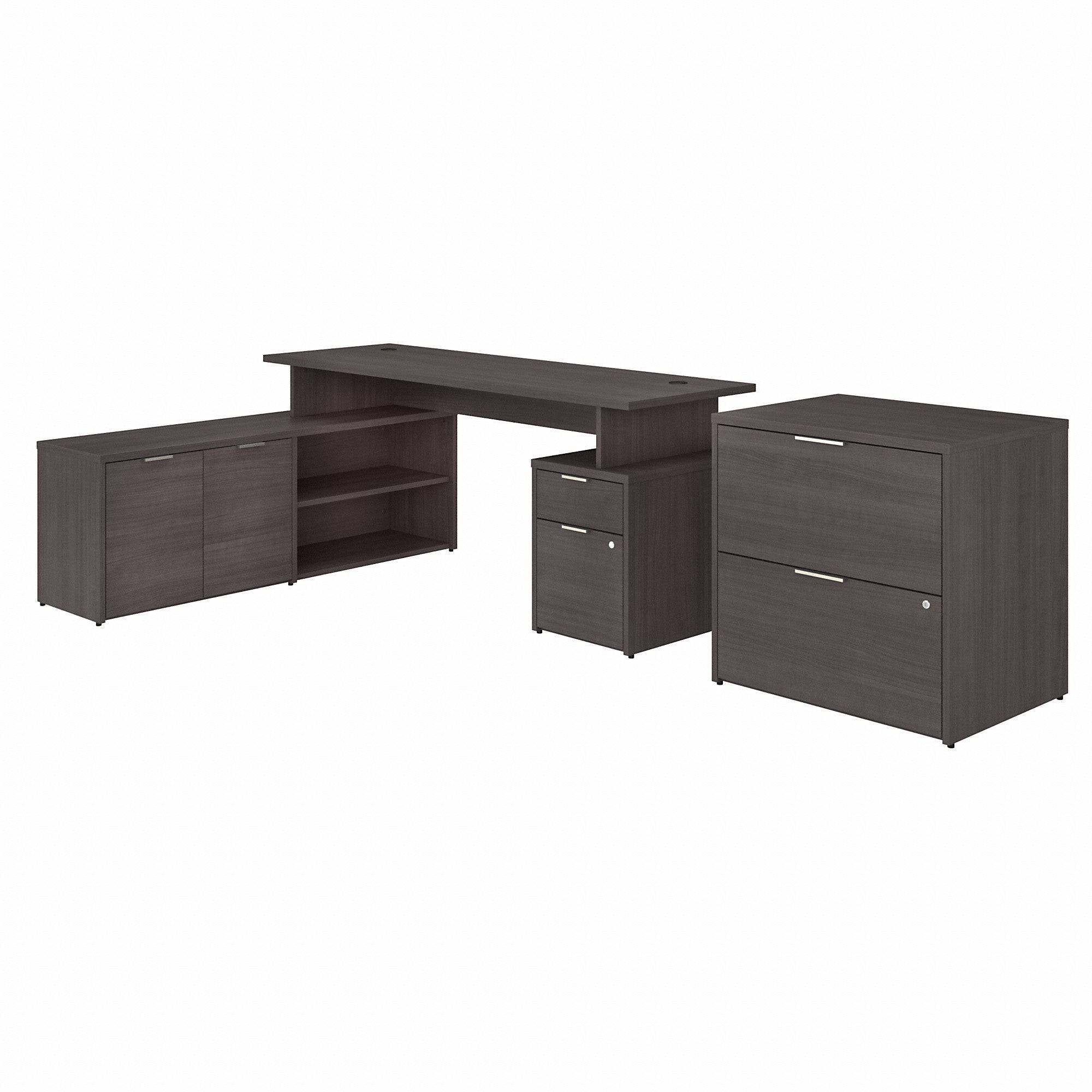 Bush Business Furniture Jamestown 72W L Shaped Desk with Drawers and Lateral File Cabinet