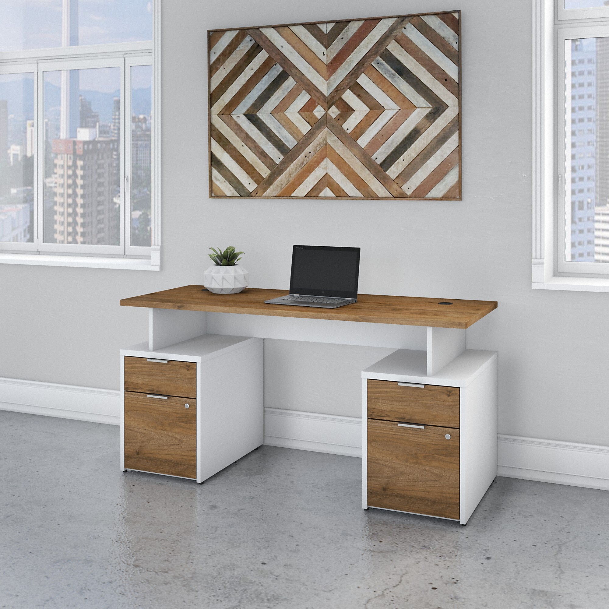 Bush Business Furniture Jamestown 60W Desk with 4 Drawers