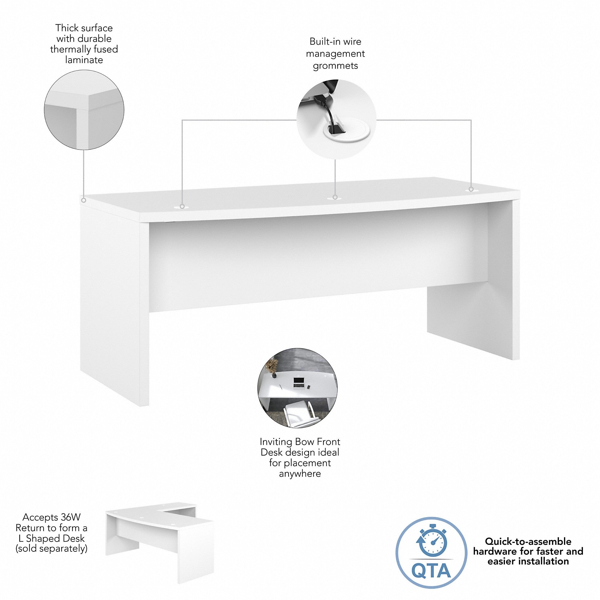 Office by kathy ireland® Echo 72W Bow Front Desk