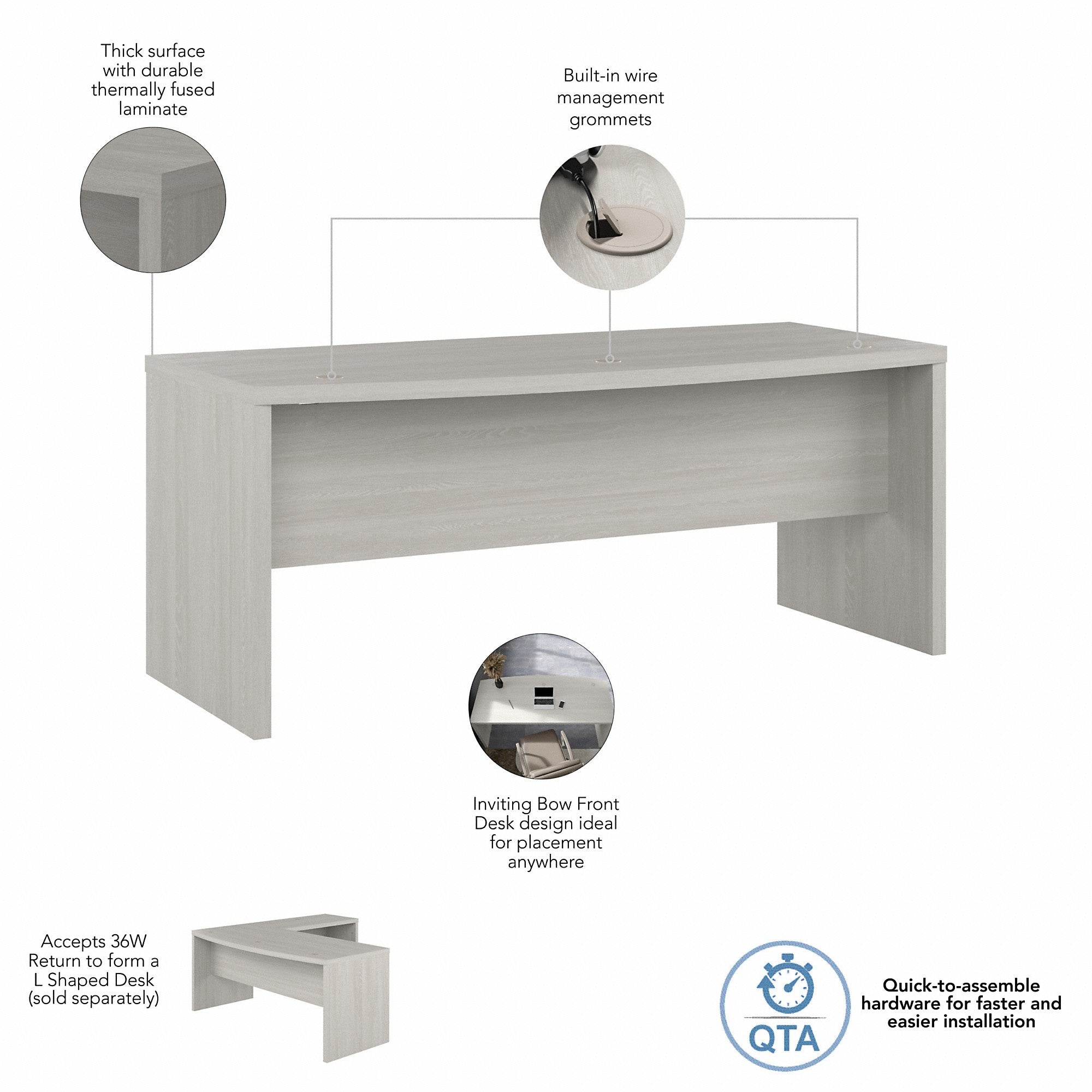 Office by kathy ireland® Echo 72W Bow Front Desk