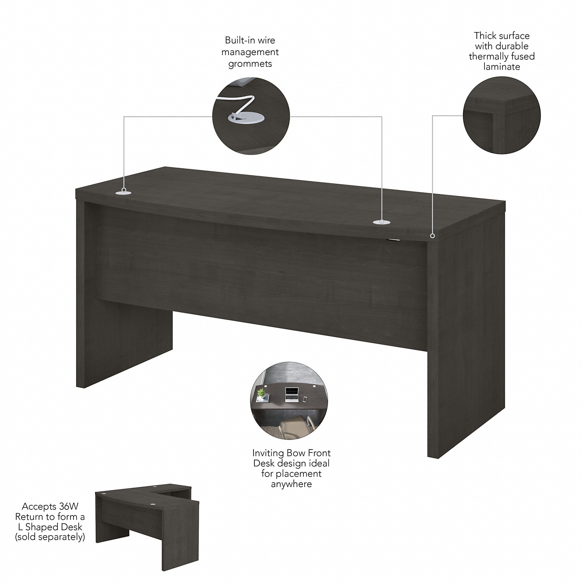 Office by kathy ireland® Echo 60W Bow Front Desk