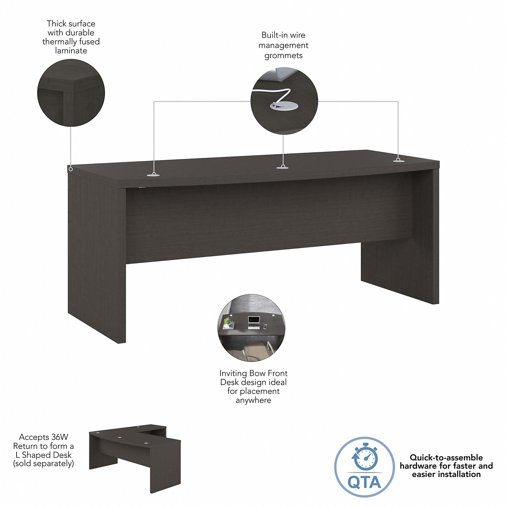 Office by kathy ireland® Echo 72W Bow Front Desk