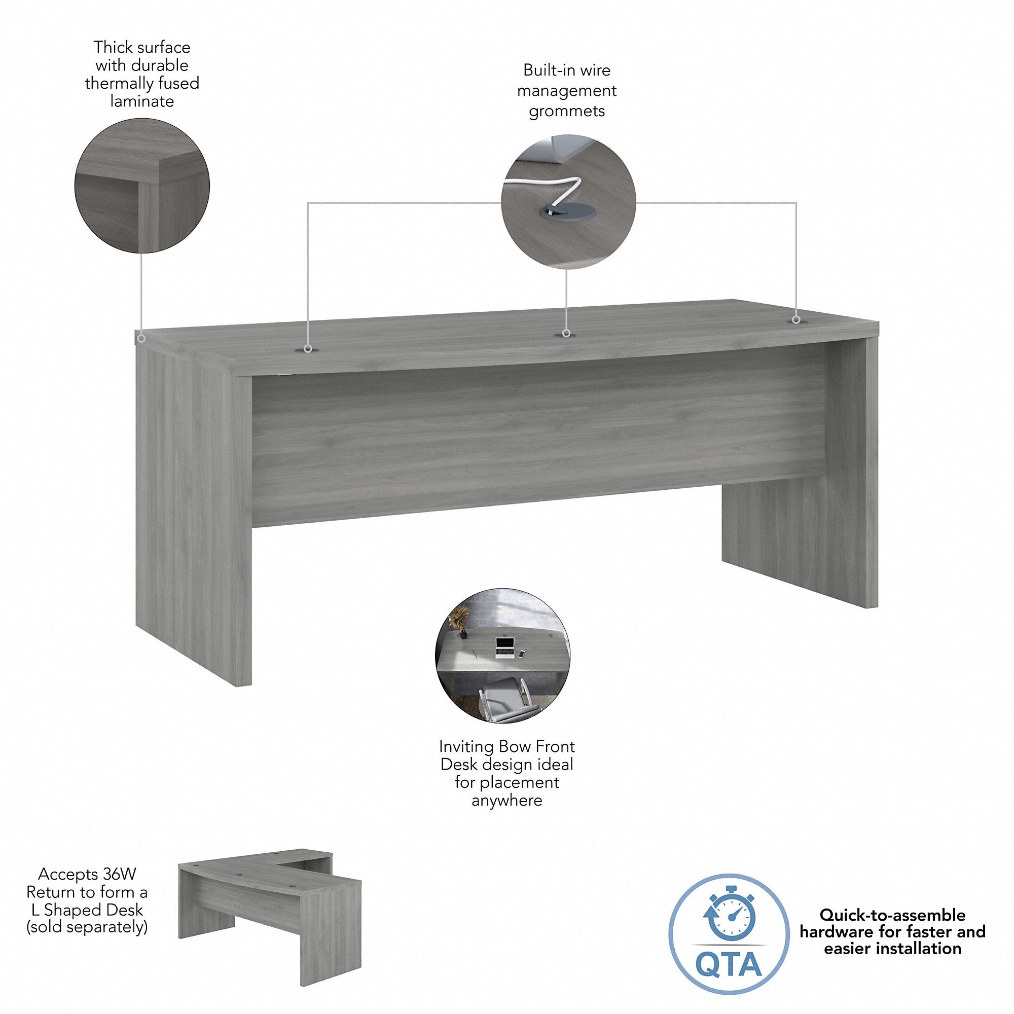 Office by kathy ireland® Echo 72W Bow Front Desk