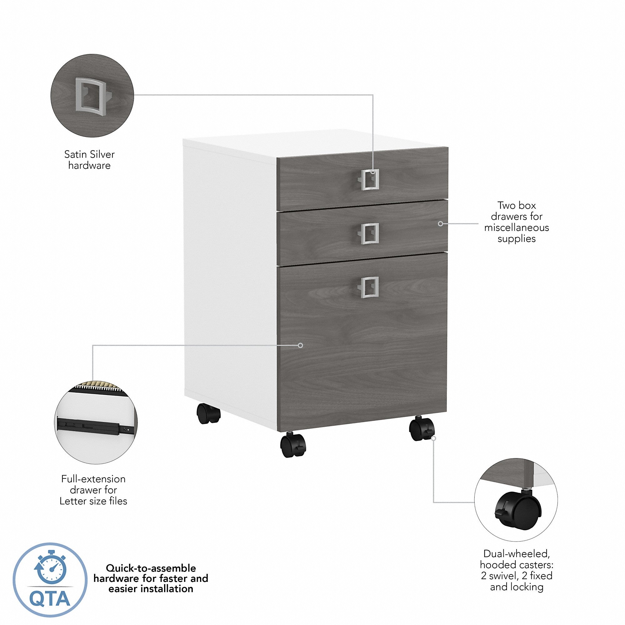 Office by kathy ireland® Echo 3 Drawer Mobile File Cabinet