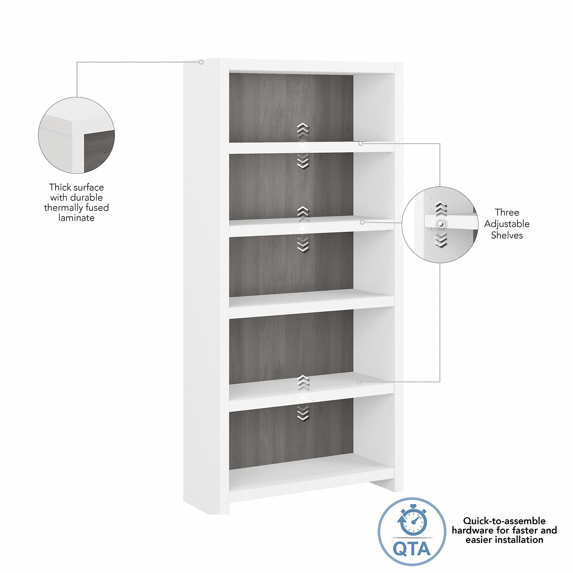 Office by kathy ireland® Echo 5 Shelf Bookcase