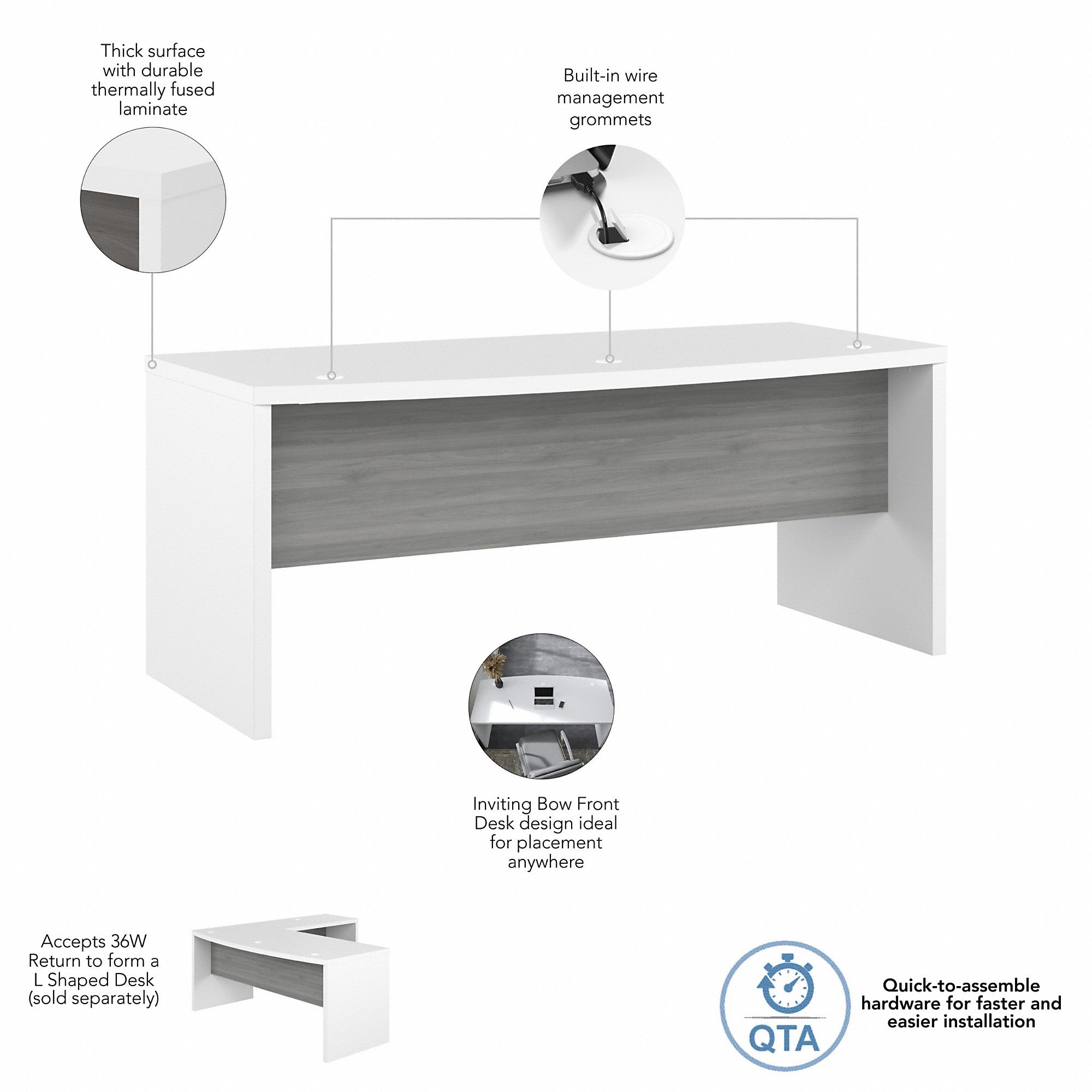 Office by kathy ireland® Echo 72W Bow Front Desk