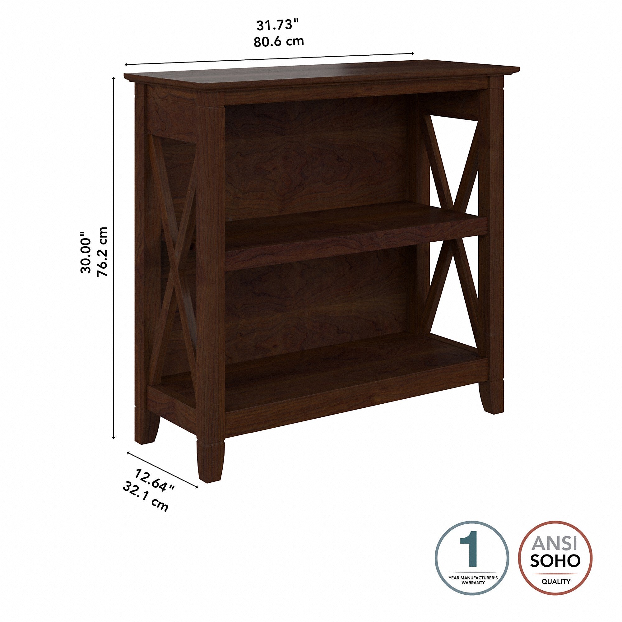 Bush Furniture Key West Small 2 Shelf Bookcase