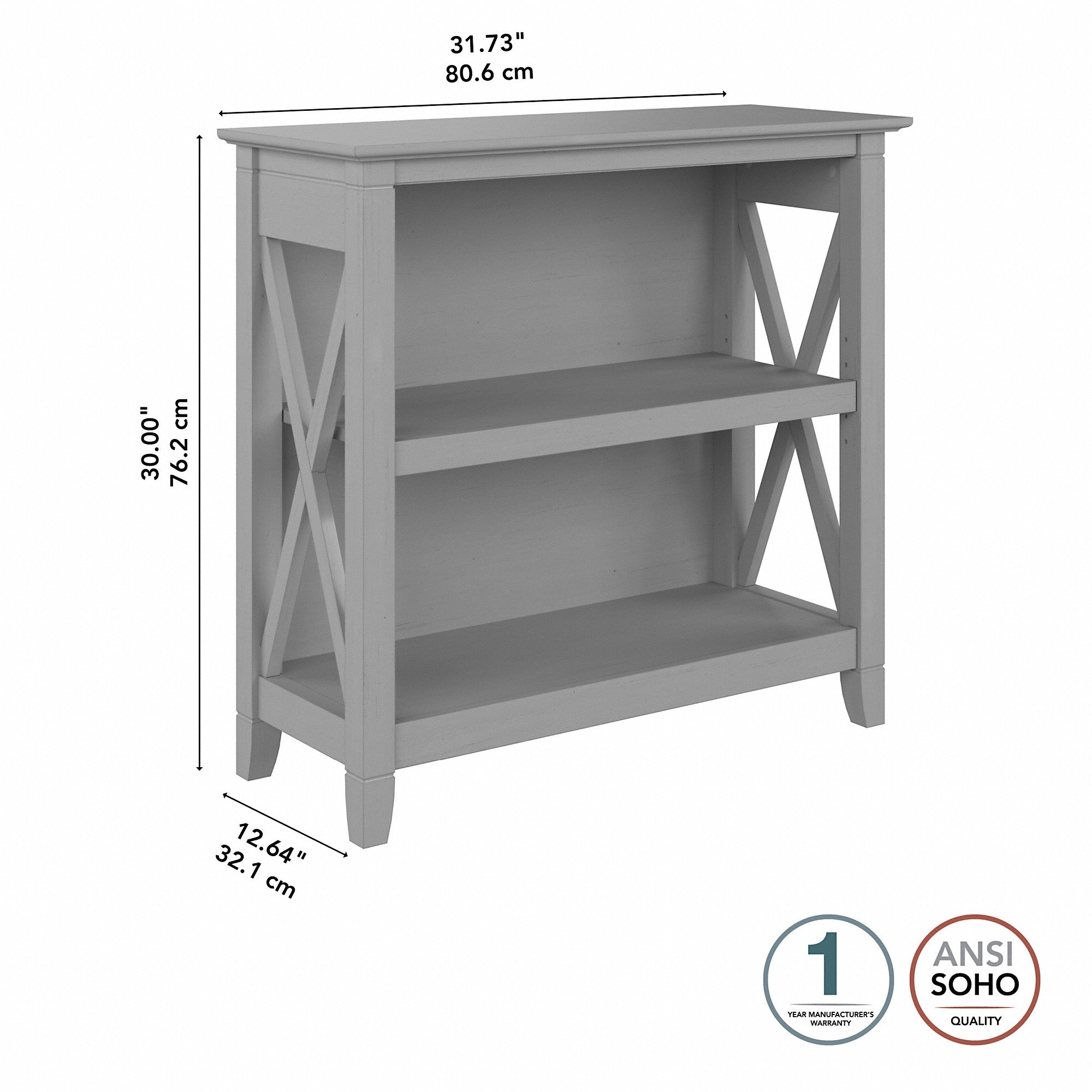 Bush Furniture Key West Small 2 Shelf Bookcase