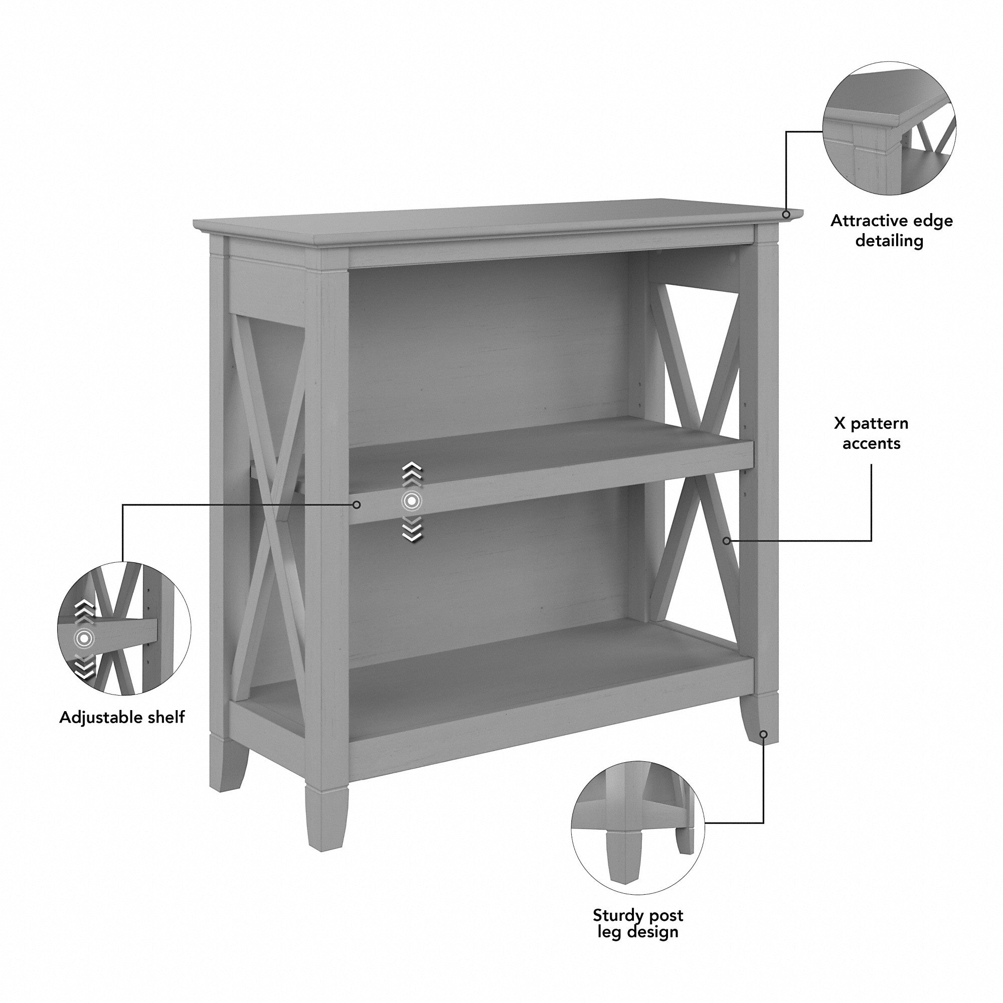 Bush Furniture Key West Small 2 Shelf Bookcase