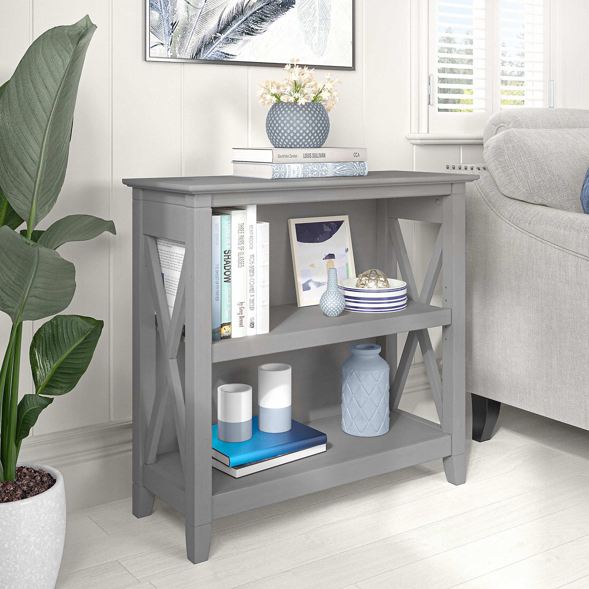 Bush Furniture Key West Small 2 Shelf Bookcase