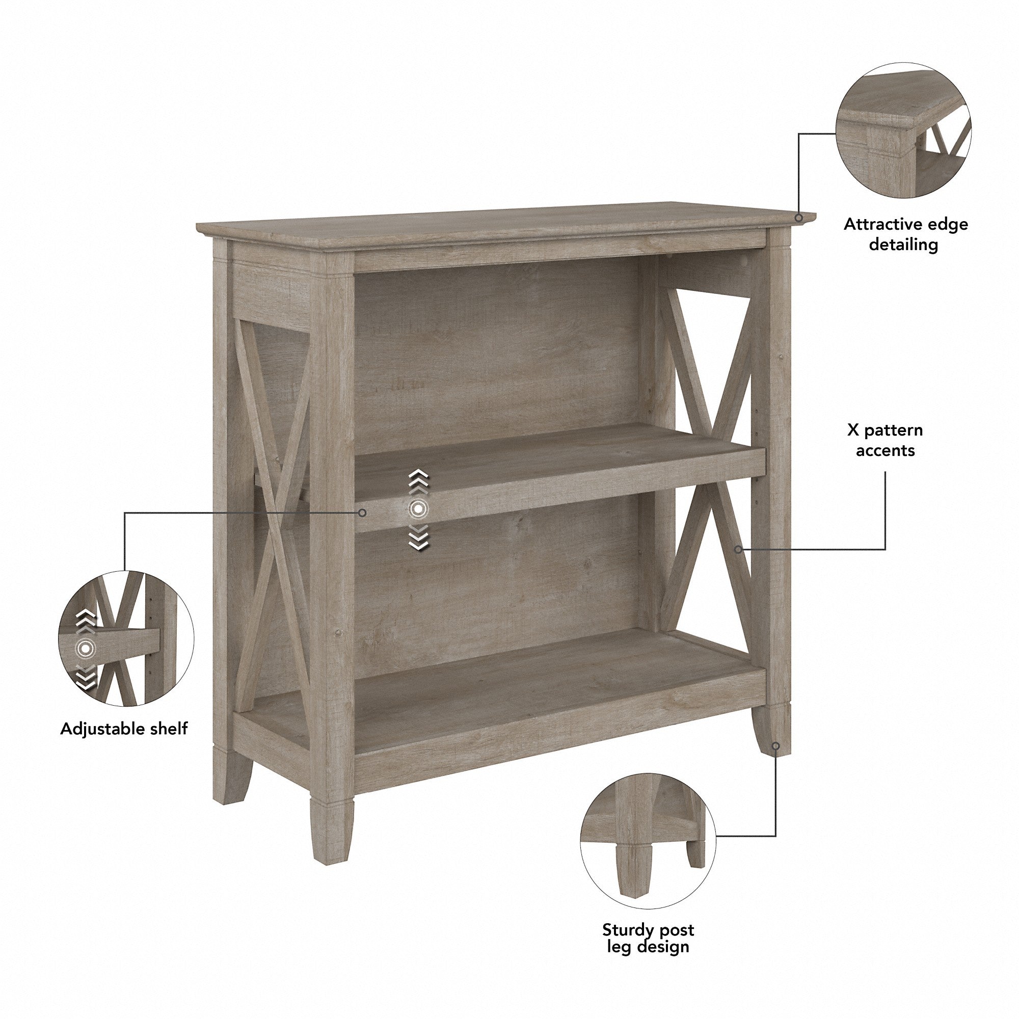 Bush Furniture Key West Small 2 Shelf Bookcase