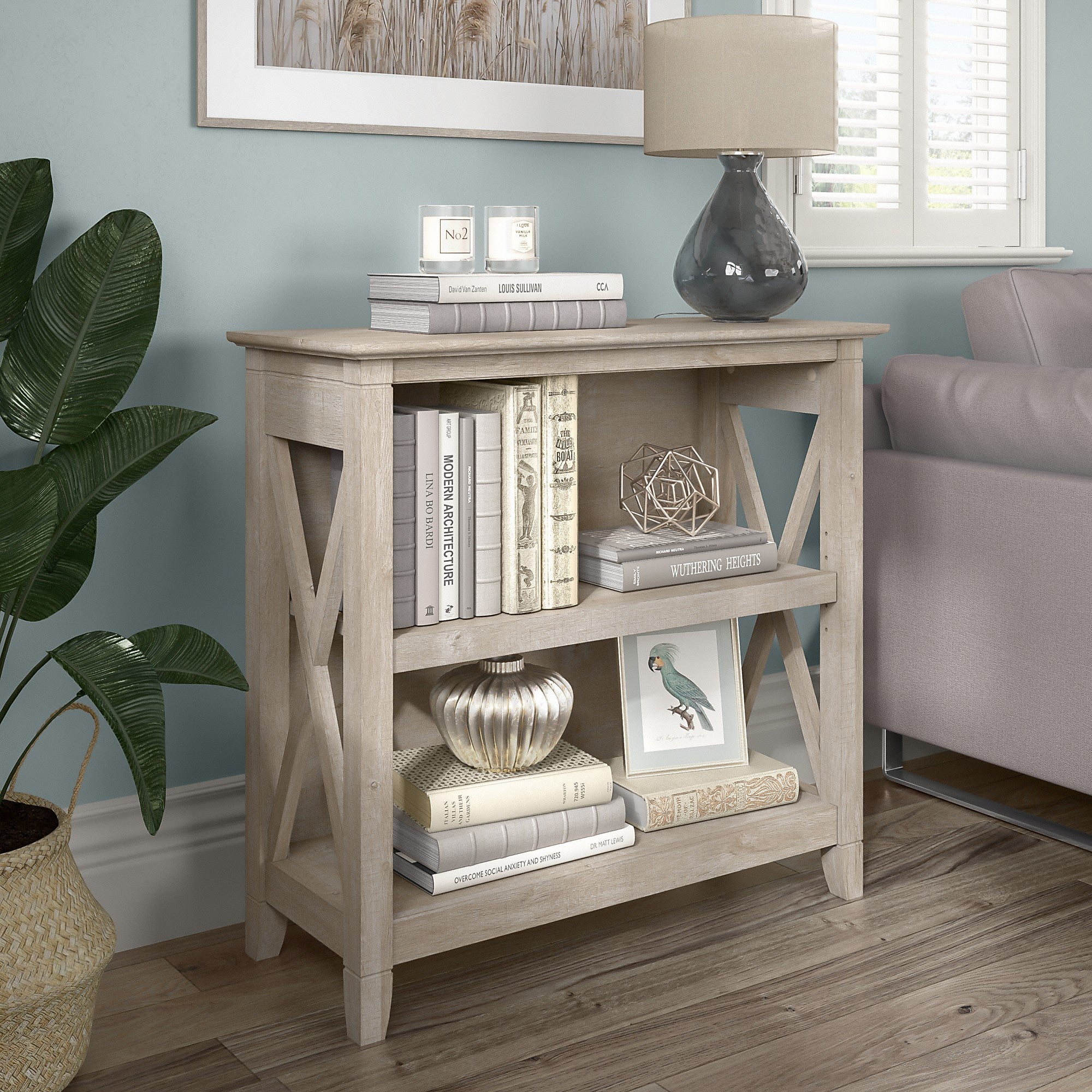 Bush Furniture Key West Small 2 Shelf Bookcase