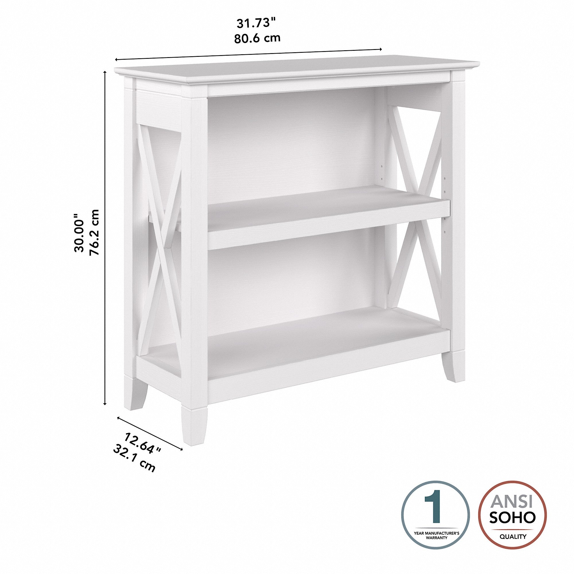 Bush Furniture Key West Small 2 Shelf Bookcase