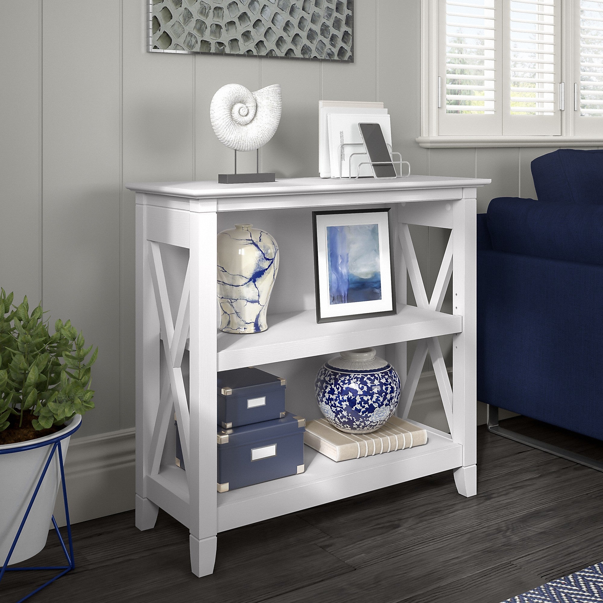 Bush Furniture Key West Small 2 Shelf Bookcase